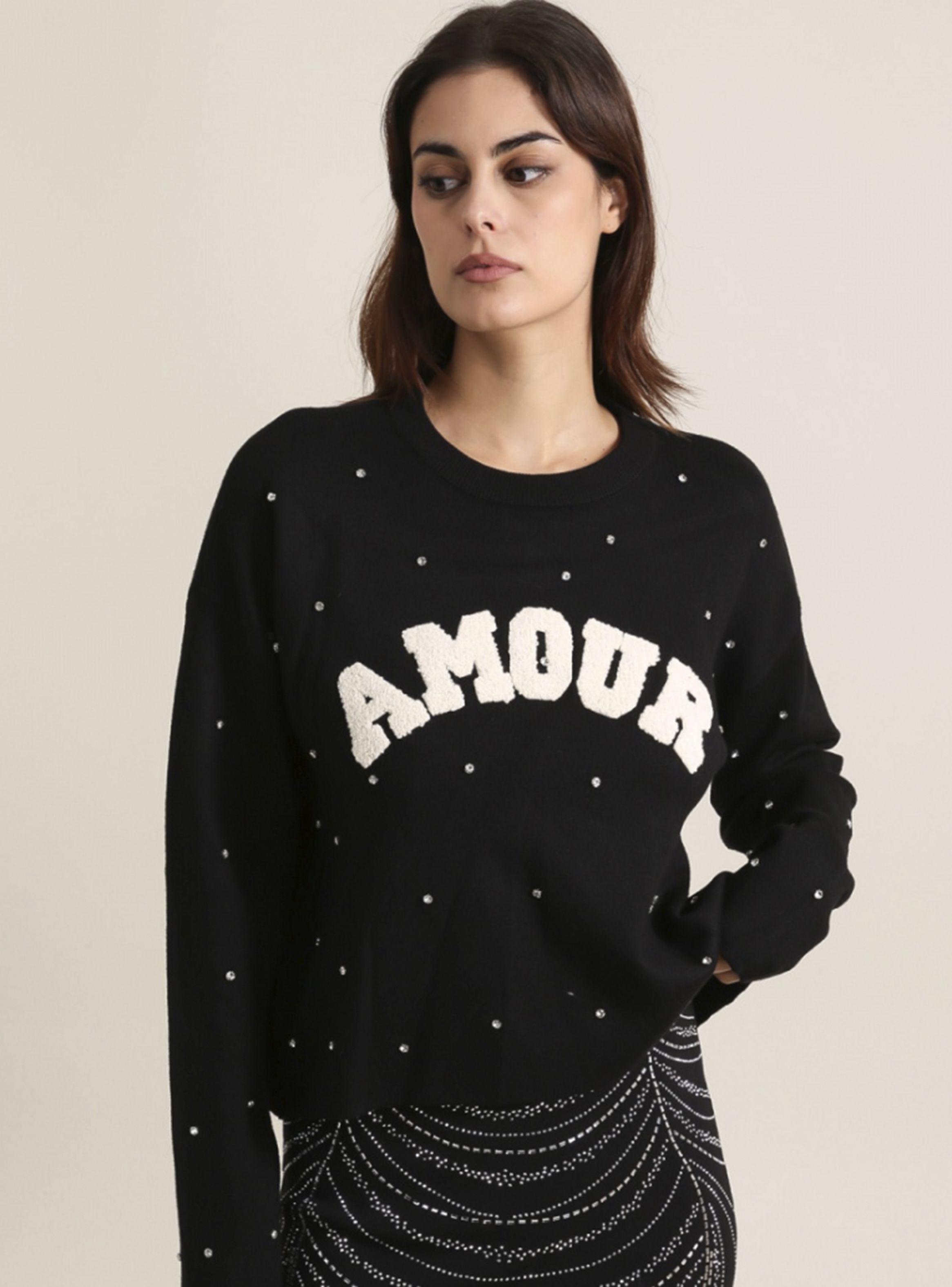 Sweater AMOUR Negro brillos Brasil soo Glam-0