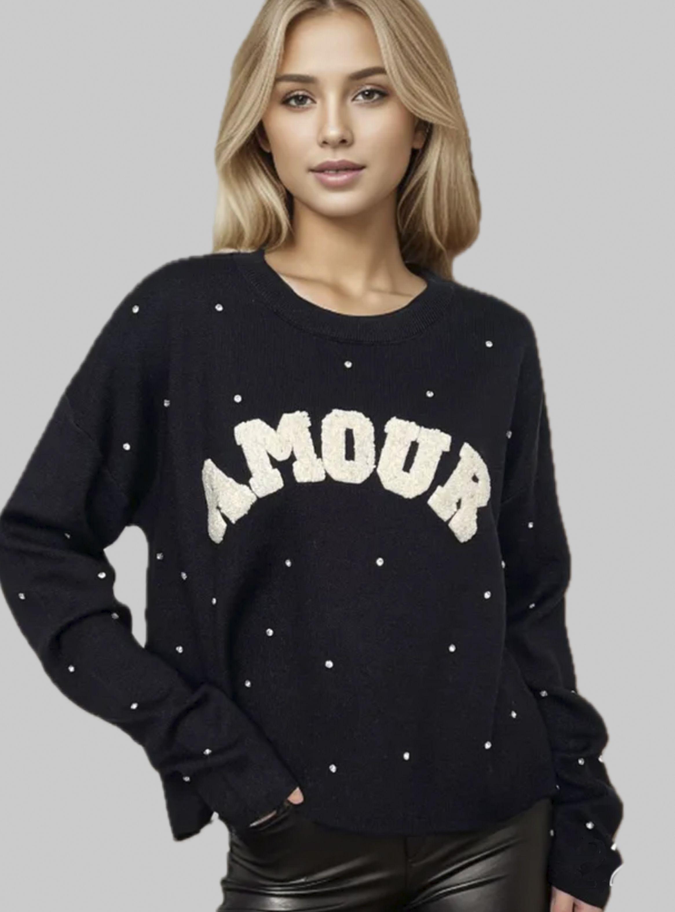 Sweater AMOUR Negro brillos Brasil soo Glam-4