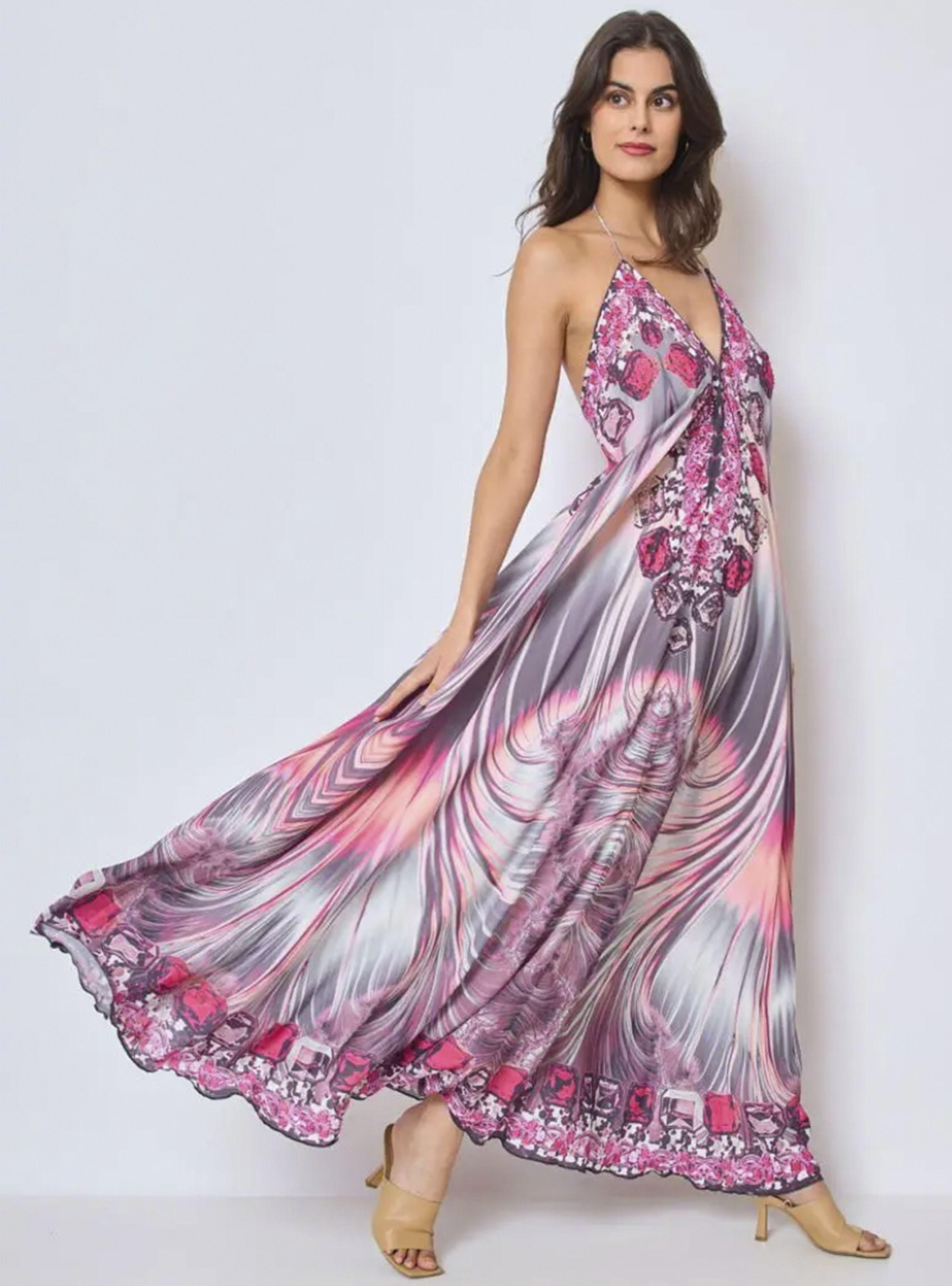 Vestido Largo Estampado con Strass by Brasil soo Glam-3