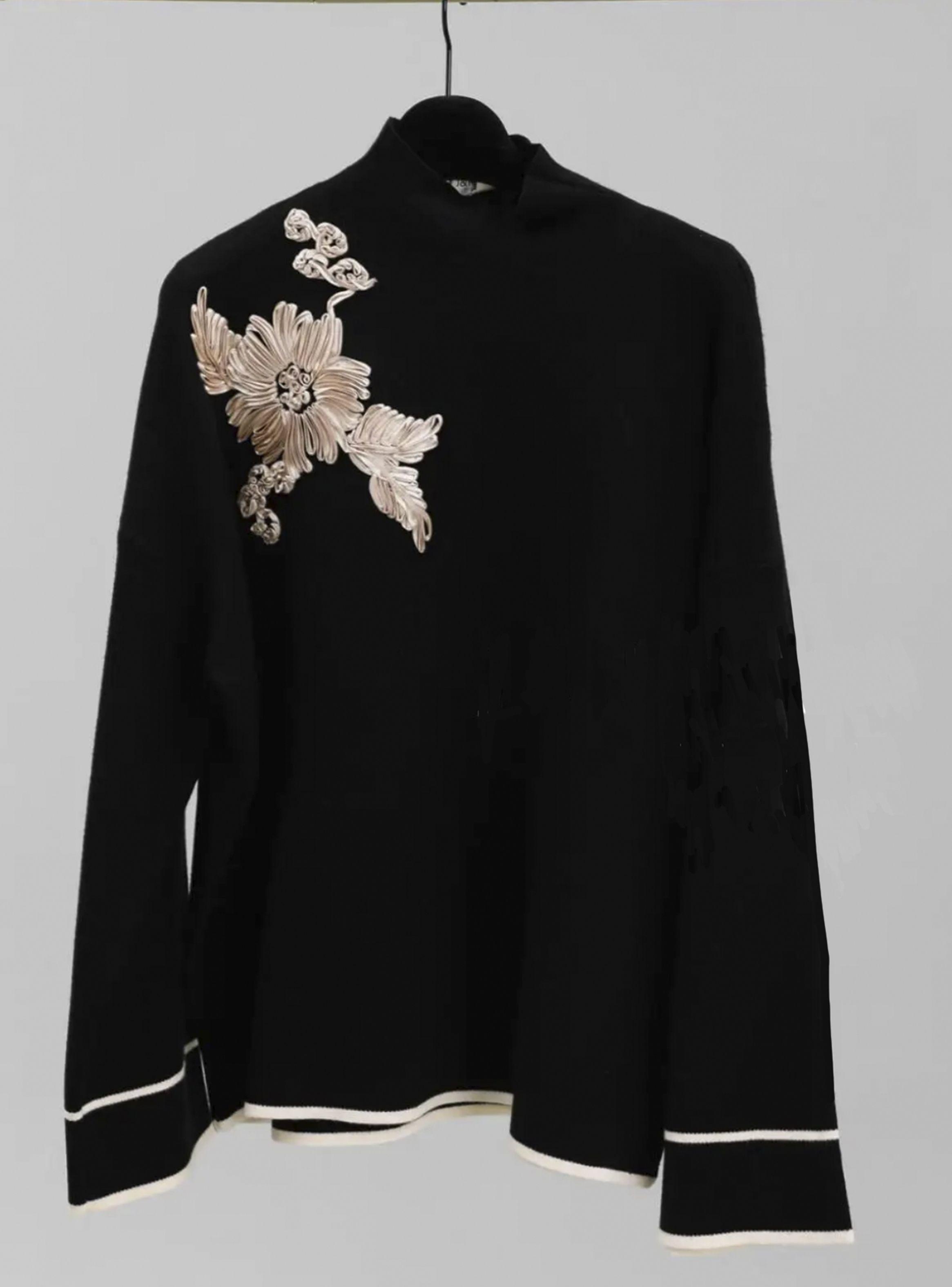 Sweater Elegante Cuello Alto Bordado Brasil soo Glam-2