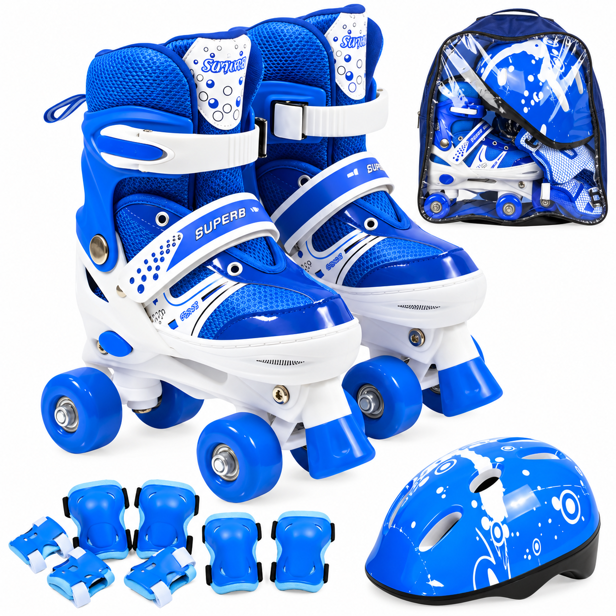 Patines Roller 4 Ruedas Ajustables Art sticos Color Azul-0