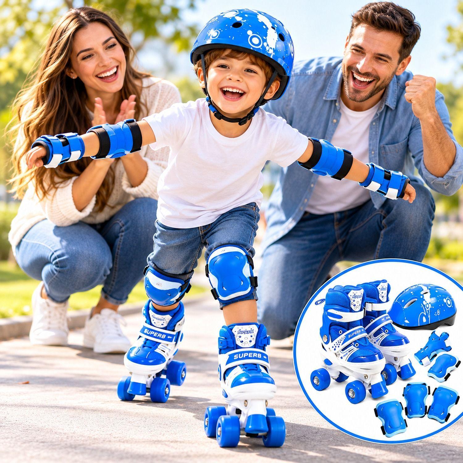 Patines Roller 4 Ruedas Ajustables Art sticos Color Azul-1
