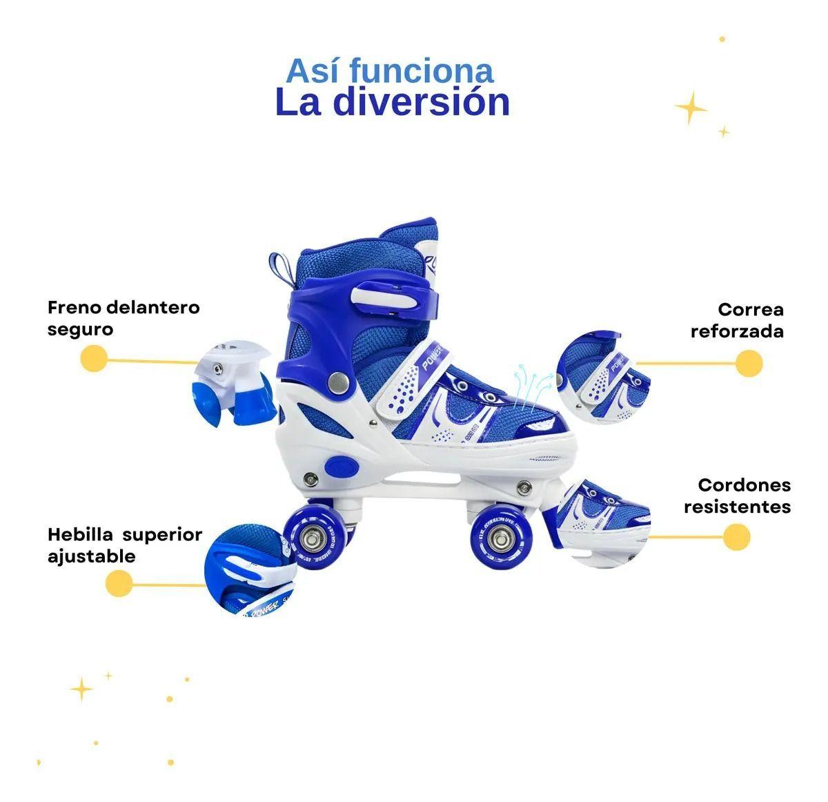 Patines Roller 4 Ruedas Ajustables Art sticos Color Azul-2