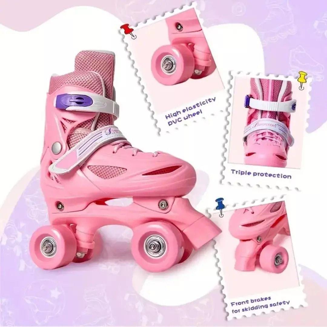Patines 4 Ruedas Ajustable Art sticos Para Ni as Rosado-1