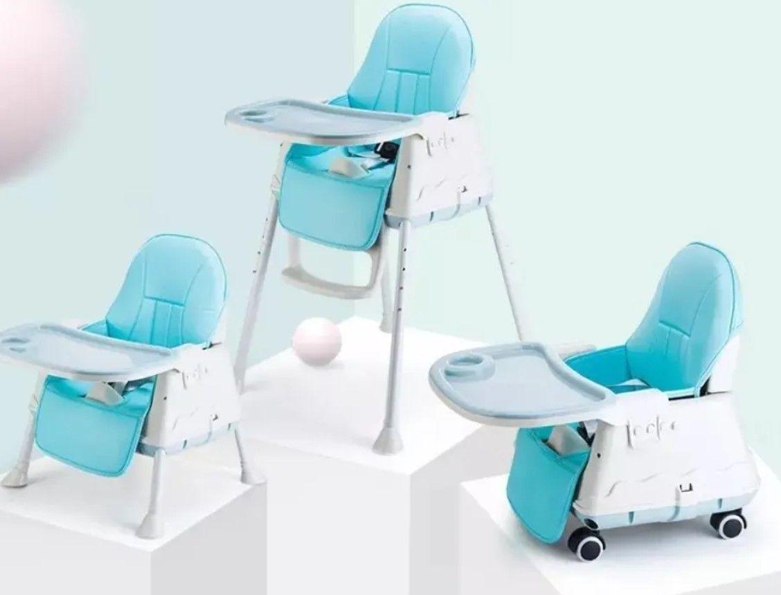 Silla De Comer Bebé - Modelo 3 En 1 - Turquesa - Chitines-1