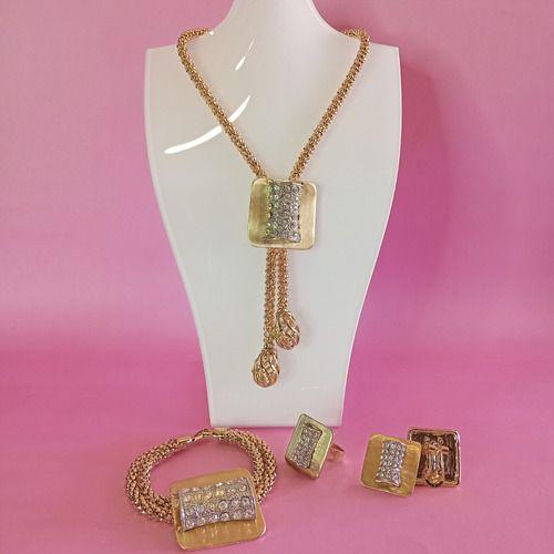 X4 Set Joyas Conjunto Elegante De Moda Dorado Jf010-1