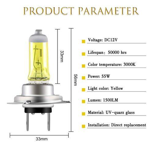 Ampolleta Halogena H7 12v 55w Amarilla Par 2 Unidades-2