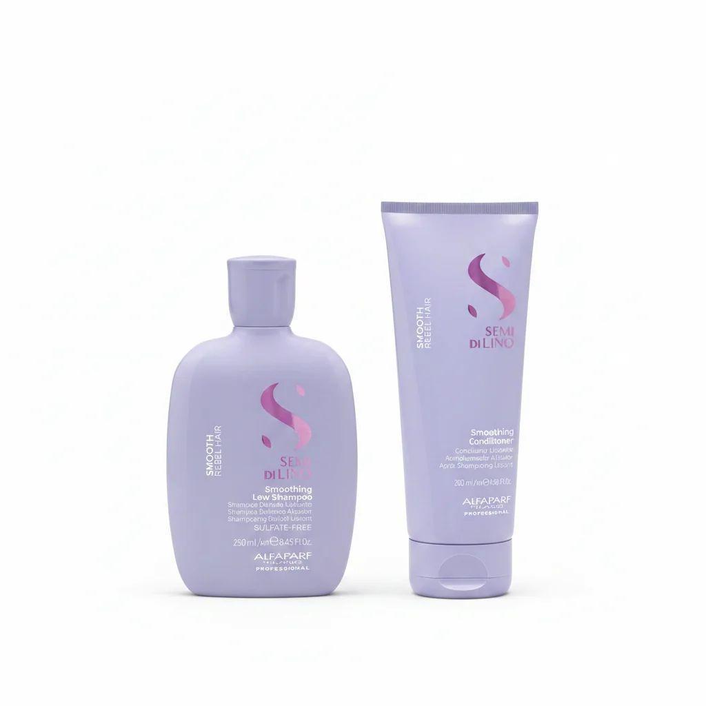 Alfaparf  Kit Shampoo y Acond.Semi Di Lino Smooth Cab Rebeldes 450ml-0