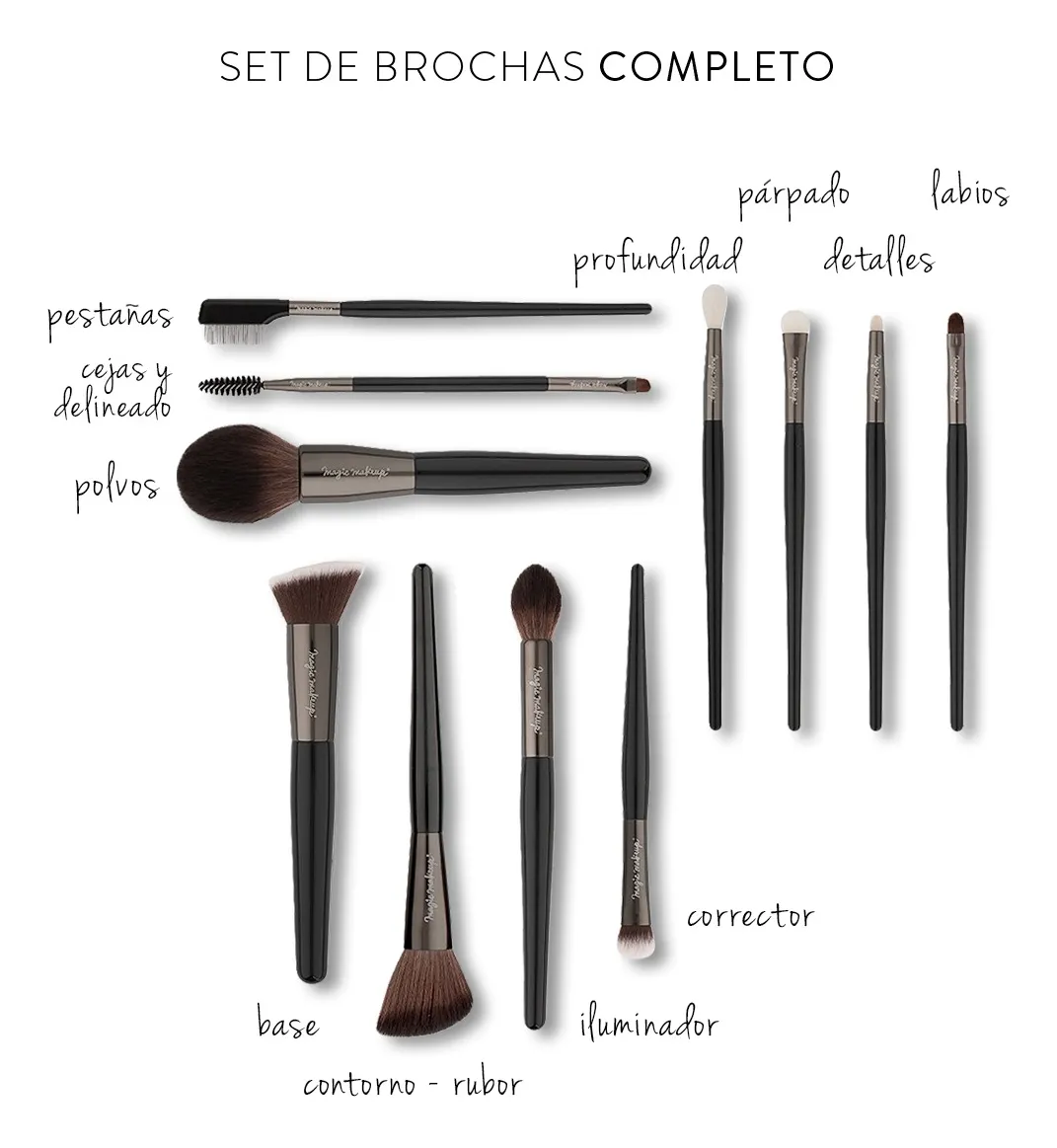 Set de 11 brochas de maquillaje OH! MY BRUSH por Magic Makeup (completo)-2