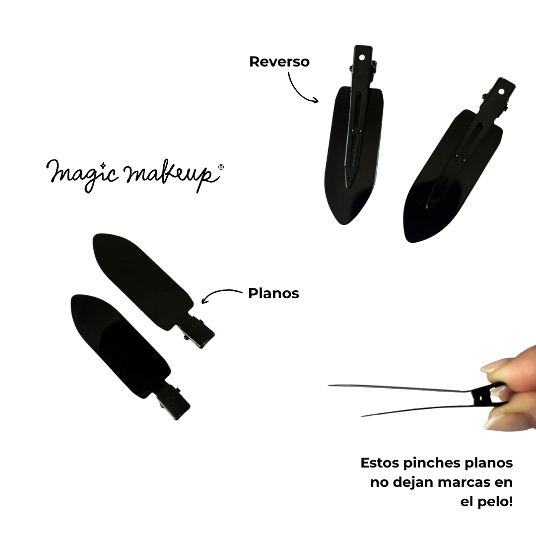 Set 2 Pinches Tipo Clip Antimarcas trabas Planas-1