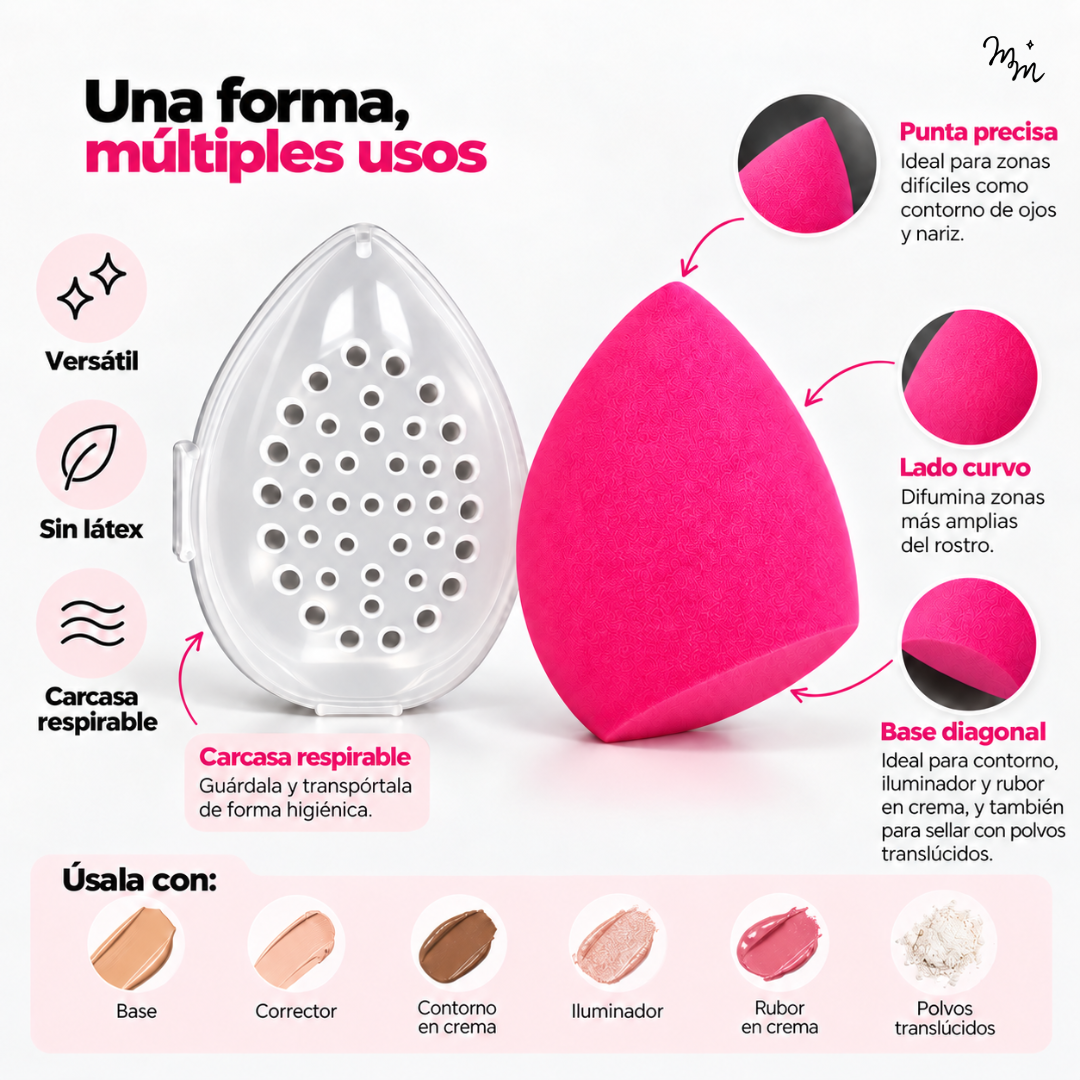 Esponja para maquillaje con carcasa respirable sin látex-3
