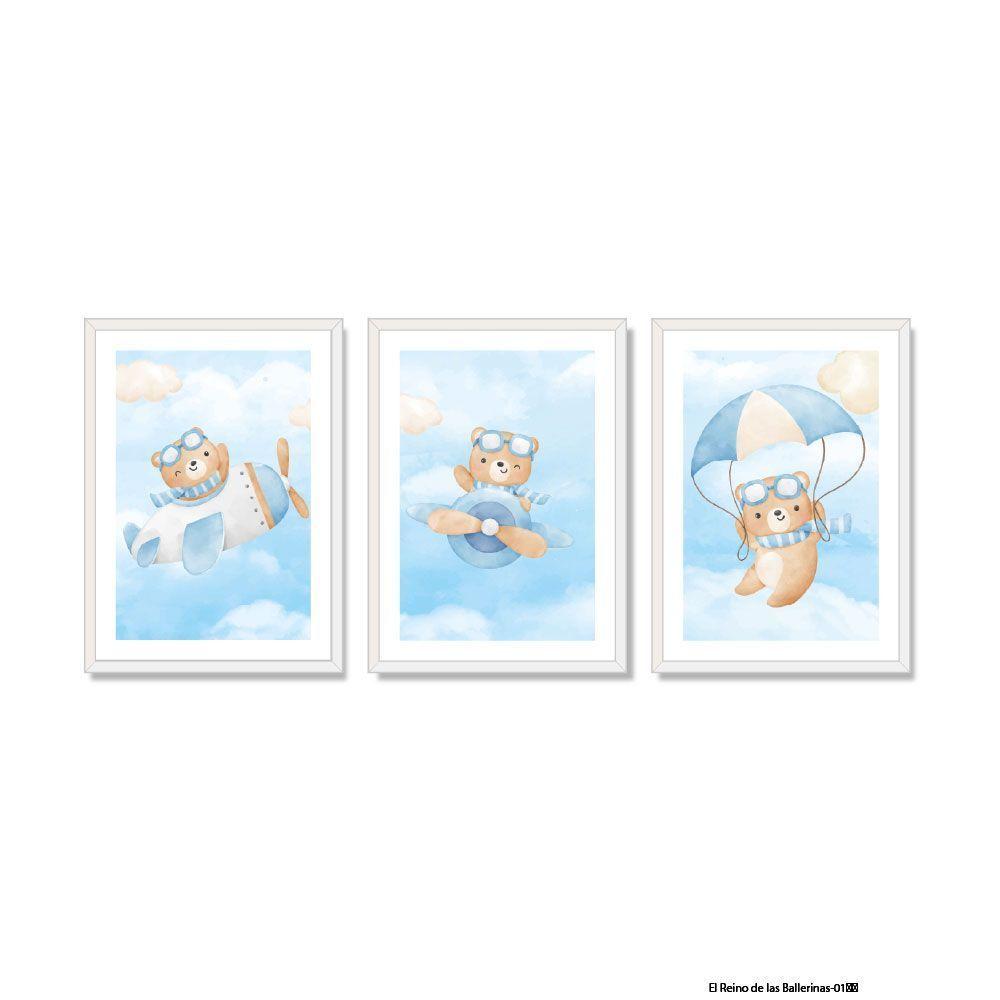 trio cuadros decorativo Capitán nube 50x70cm-0