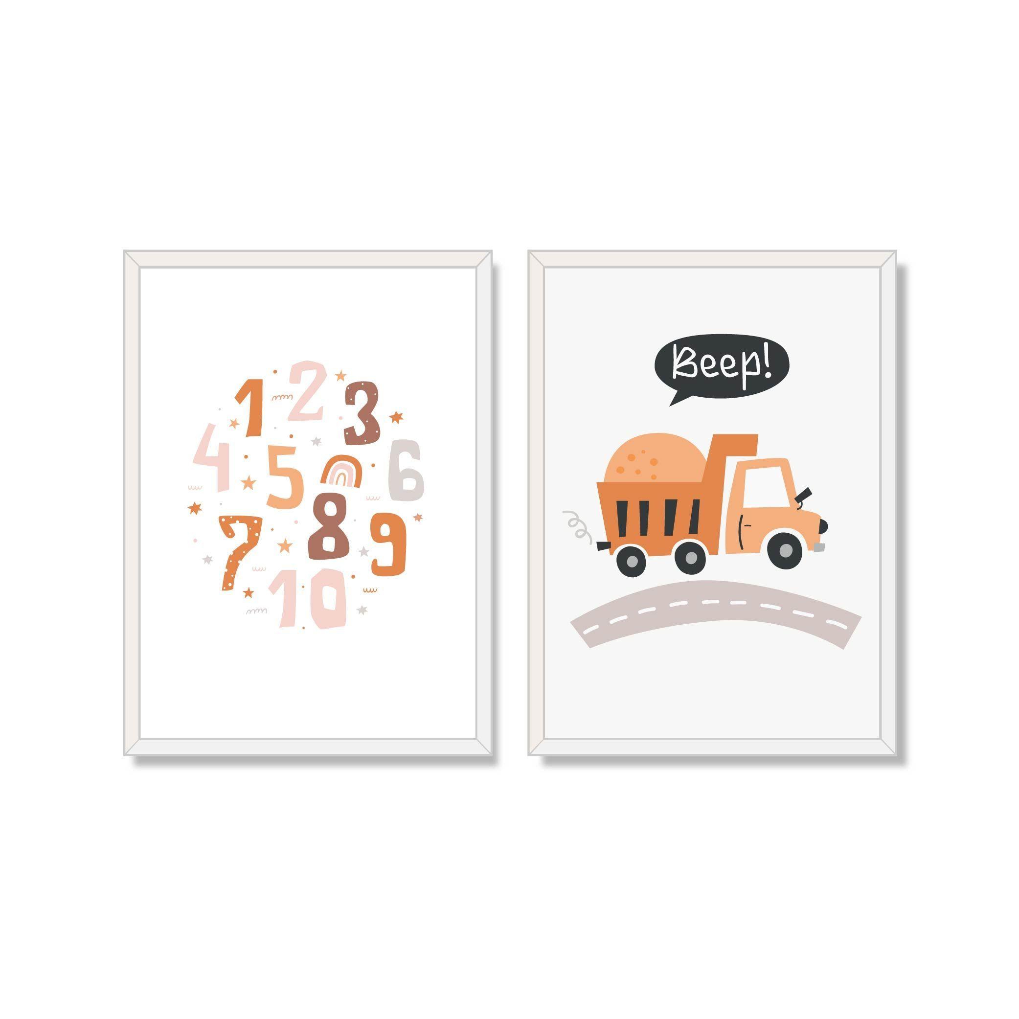 Duo cuadros decorativo Beep y números 50x70cm-0