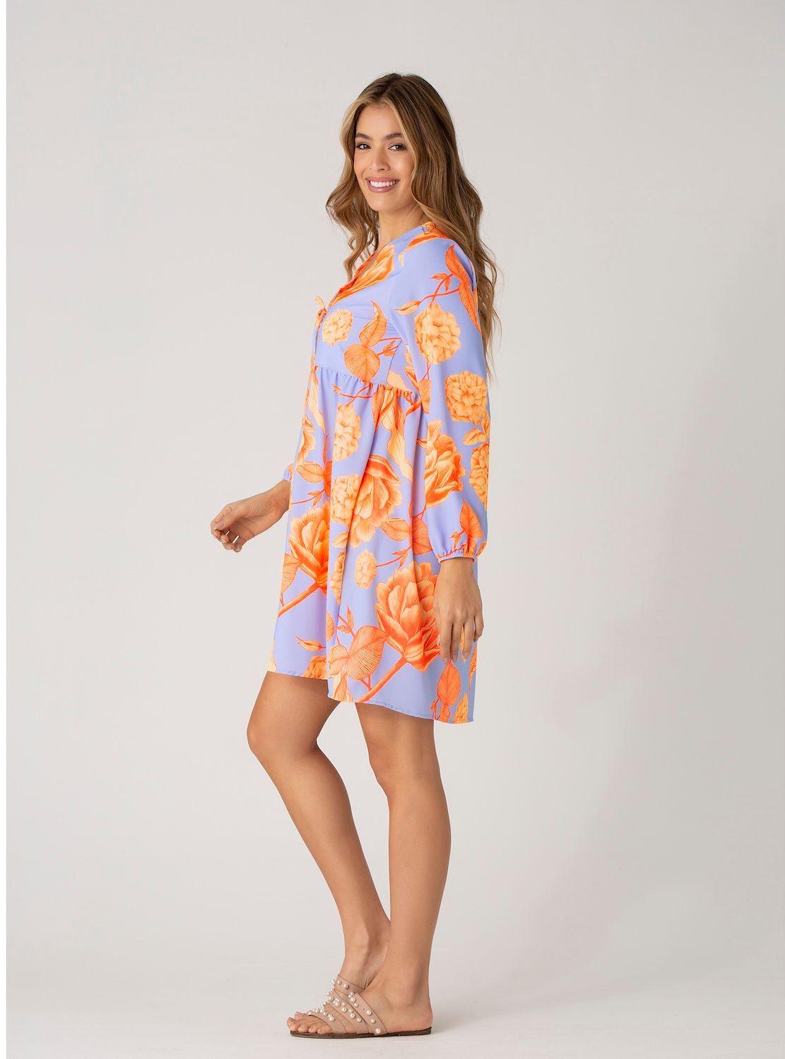 Vestido Corto Manga Larga - Fresco y relajado-1