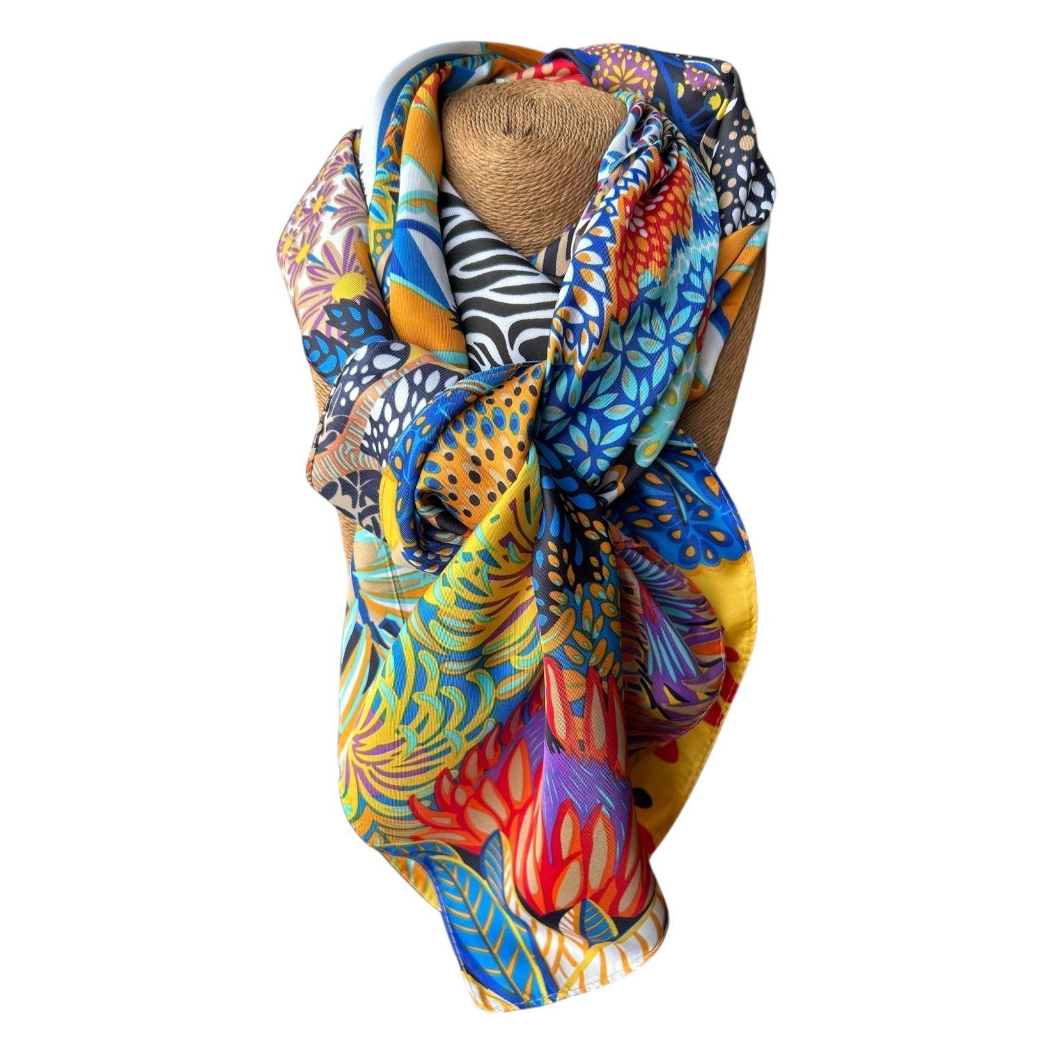 Pañuelo de Seda de Sarga Mujer 130x130 MAXÓ Camila I-0