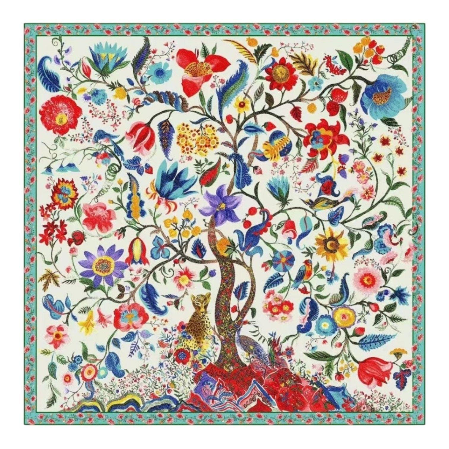 Pañuelo de Seda de Sarga Mujer 130x130 MAXÓ Carola Flor-2