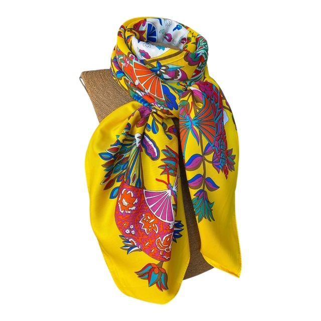 Panuelo de Seda de Sarga Mujer 130x130 MAXO Francia-2