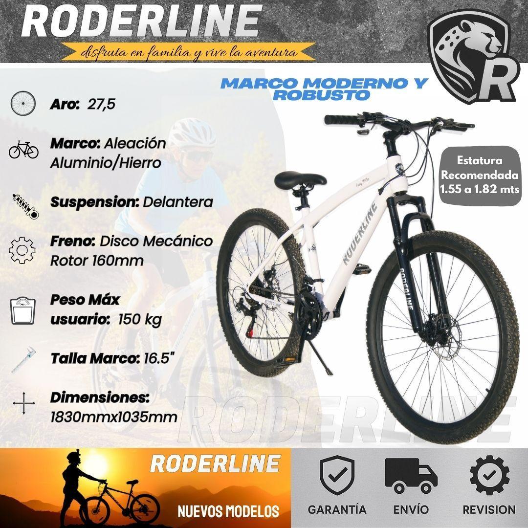 Bicicleta Roderline MTB Aro 27 5 Blanca Frenos Disco Aleacion Aluminio-6