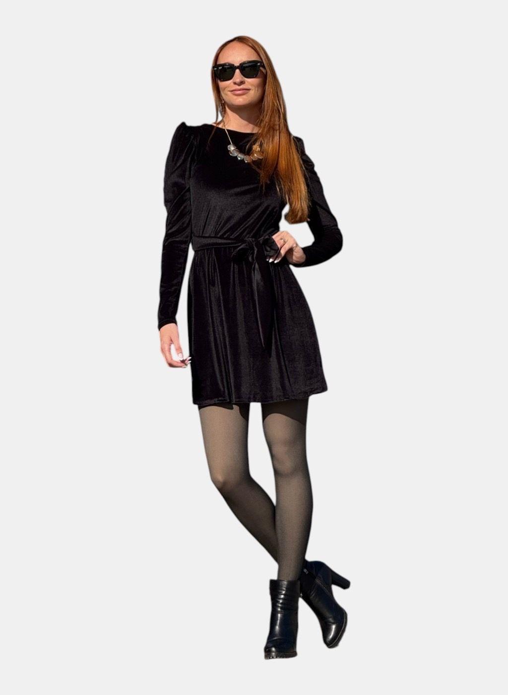 Vestido Salom Terciopelo Negro-2