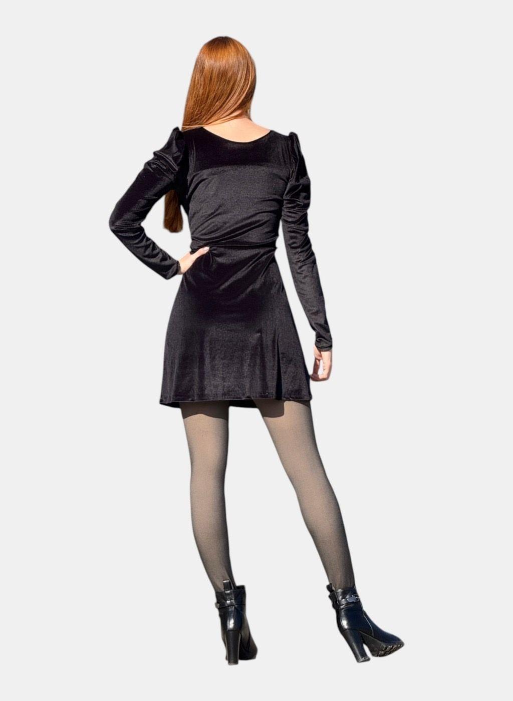 Vestido Salom Terciopelo Negro-3