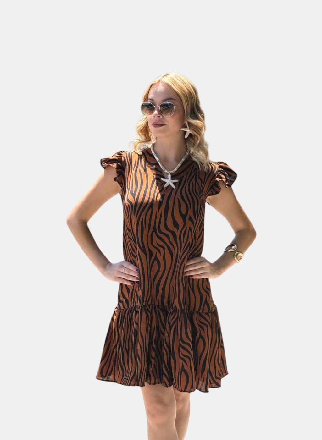 Vestido Camila Cafe Oscuro Print-2