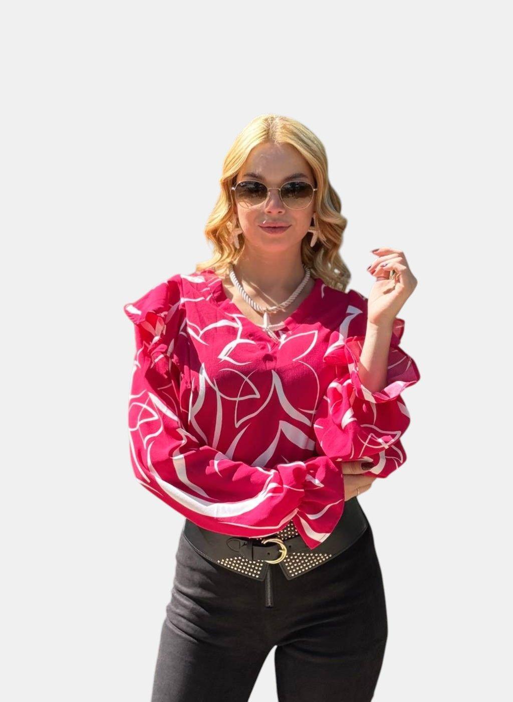 Blusa Karina Flucsia Manga Globo-3