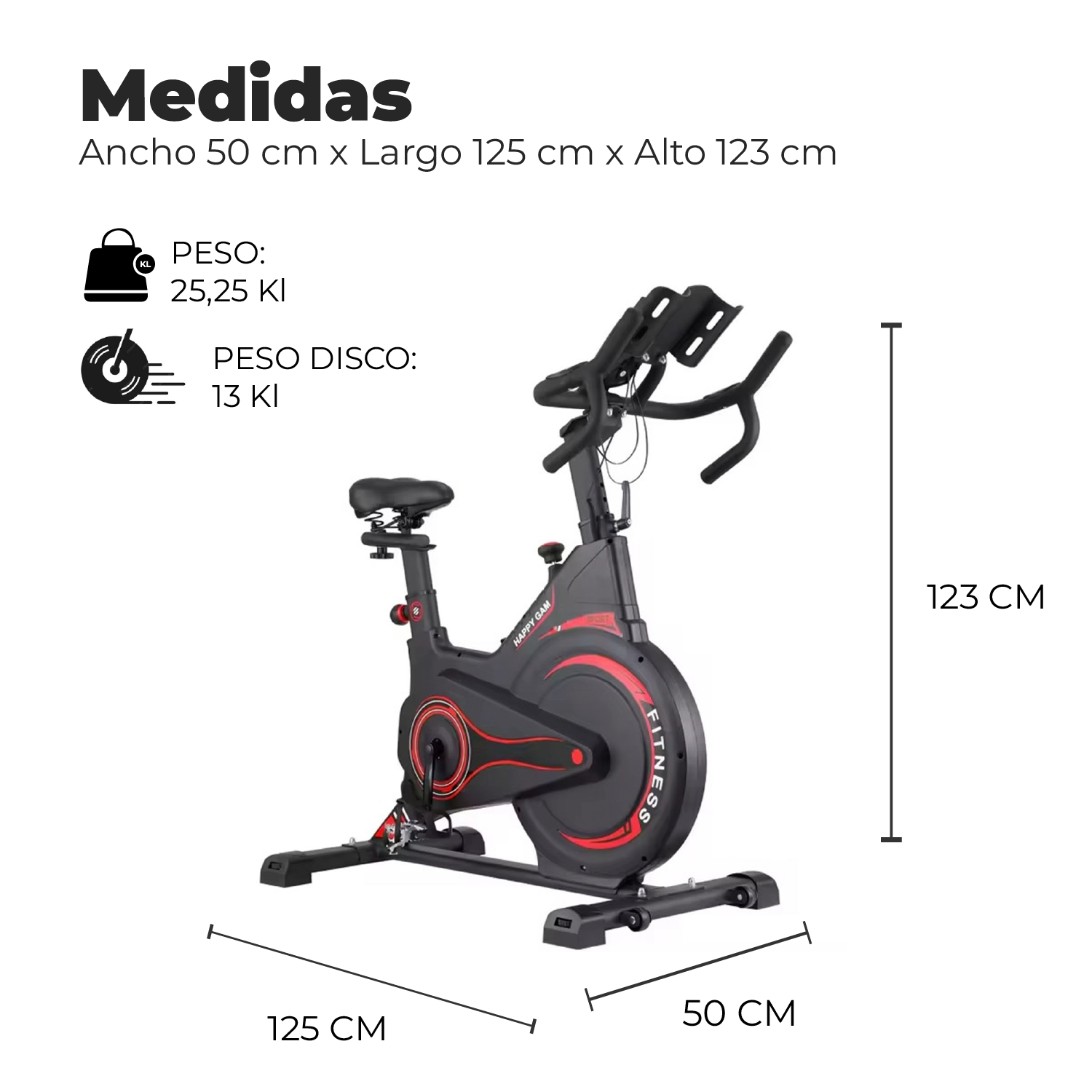 Bicicleta Spinning Magnetica Profesional T3 Disco 13kg -2