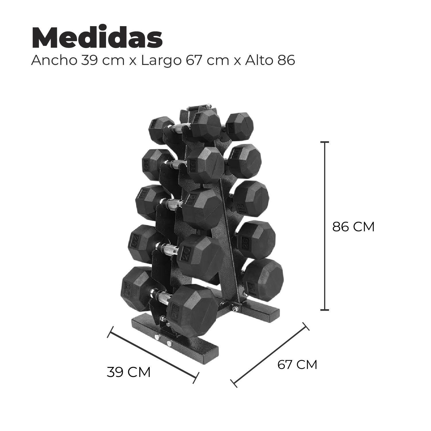 Set Mancuernas 90 kilos Hexagonales + Rack Profesional-1