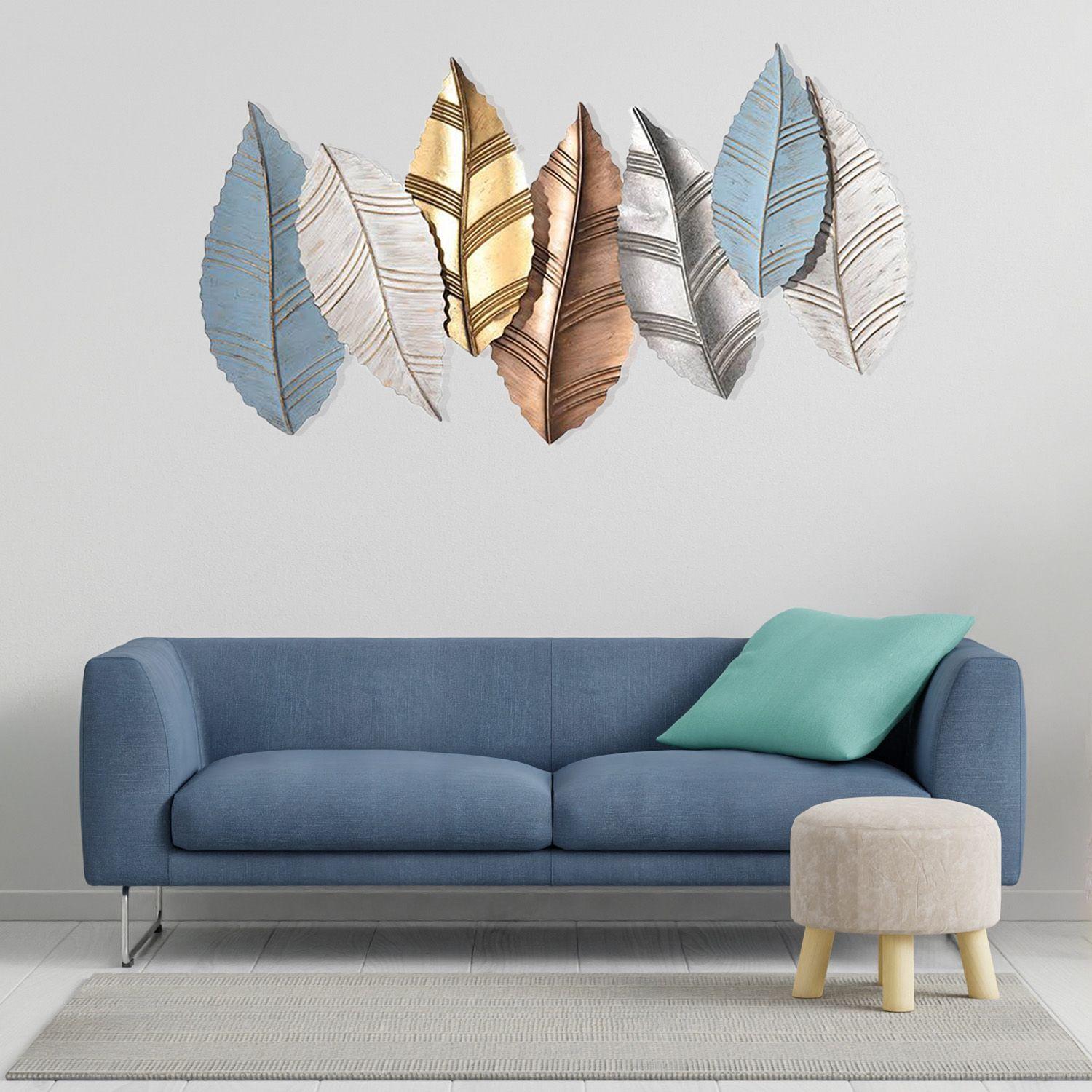 Cuadro Decorativo Adorno Pared Metalico Hojas Mallorca-3