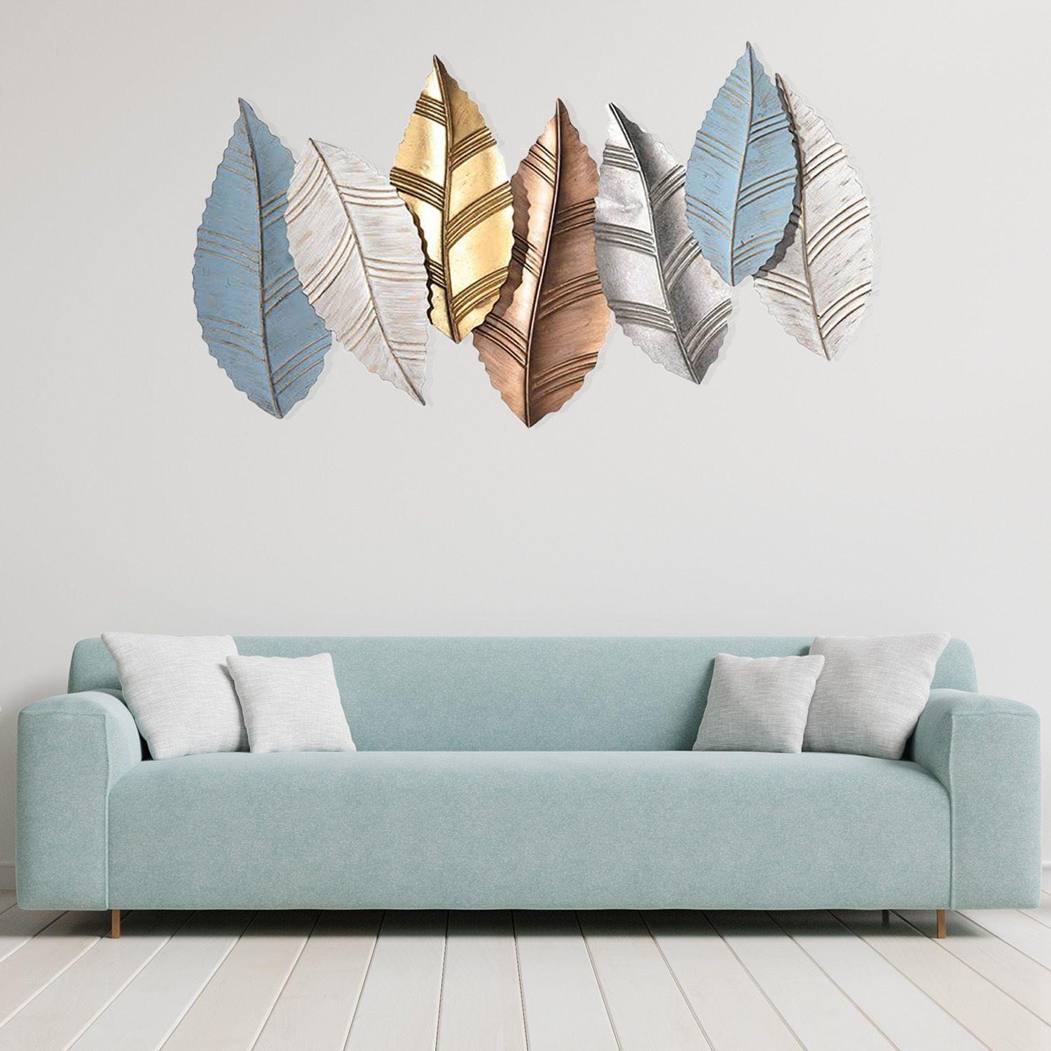 Cuadro Decorativo Adorno Pared Metalico Hojas Mallorca-4