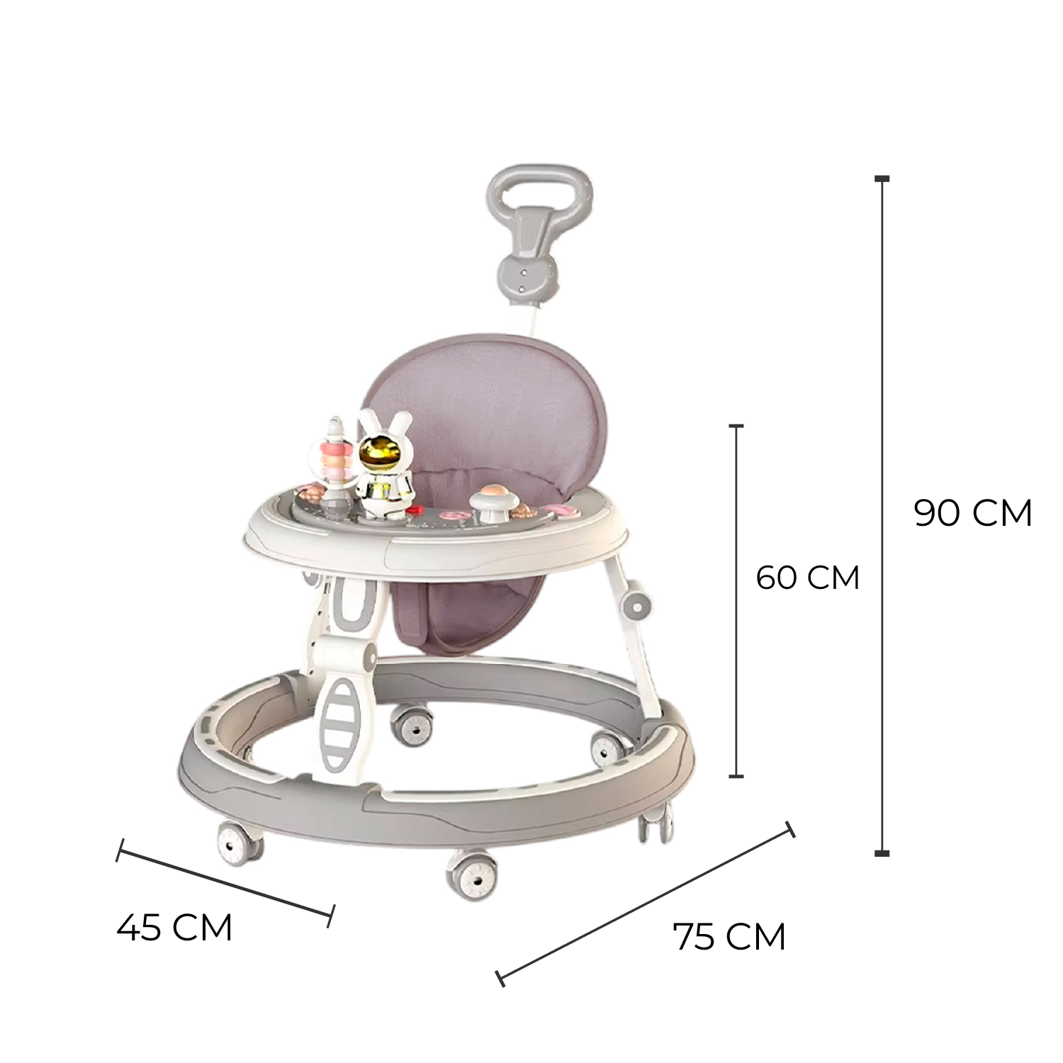 Andador Caminadora Bebe Plegable Astronauta Con Sonido Gris-5