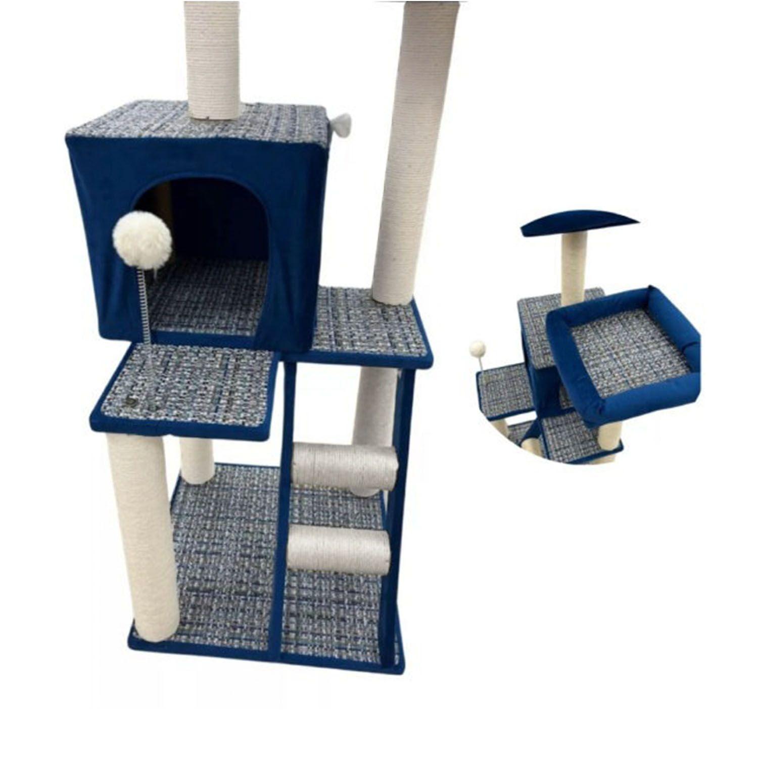 Torre Rascador gato 3 Pisos con casa-2