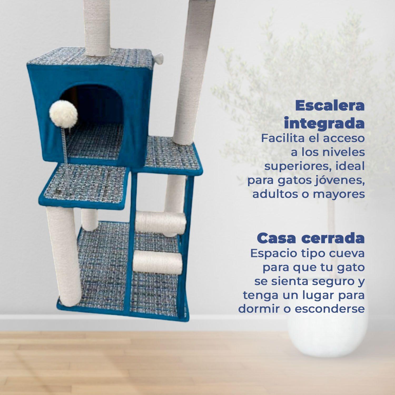 Torre Rascador gato 3 Pisos con casa-3