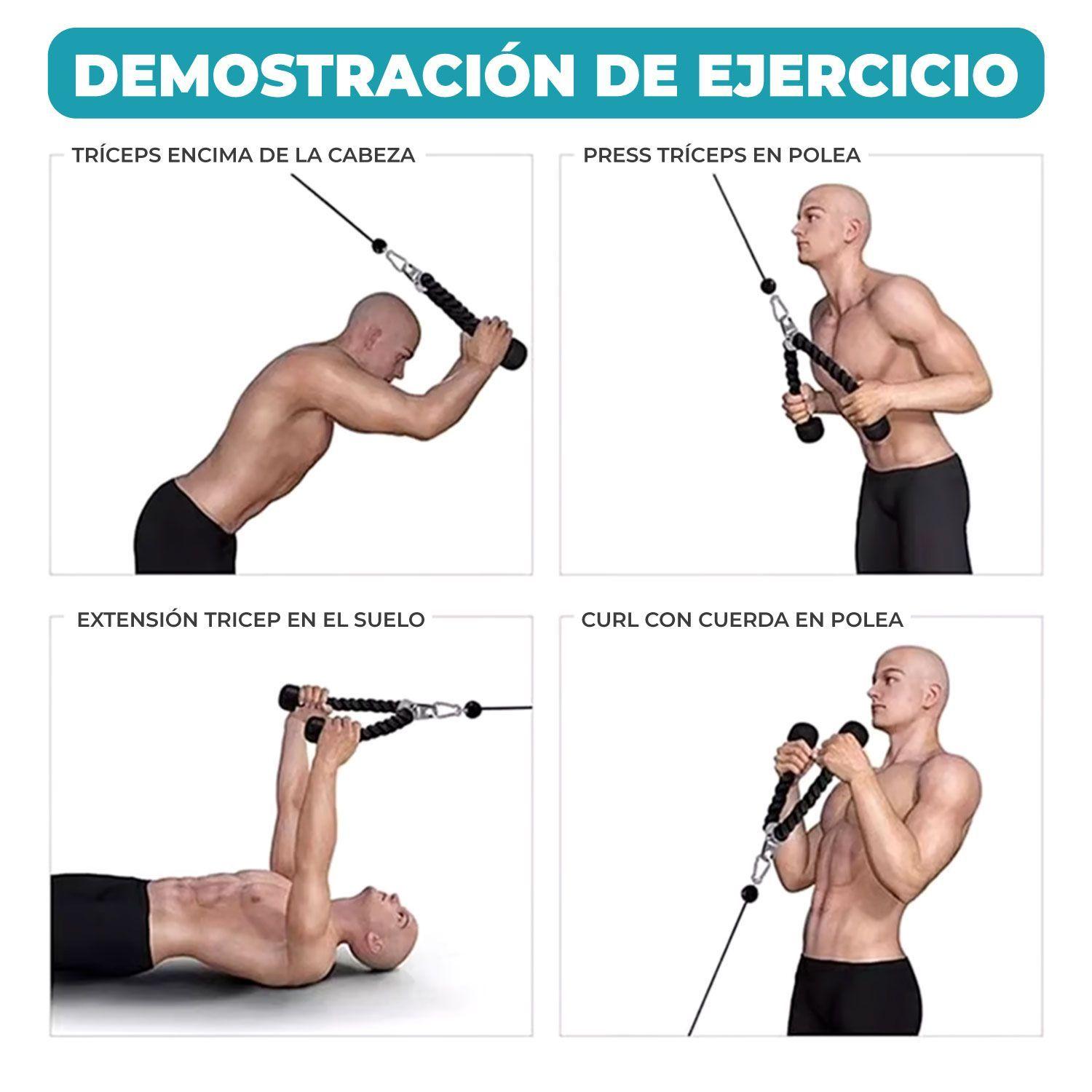 Cuerda Soga Para Tricep, Bicep, Polea, Mancuernas Gym-4