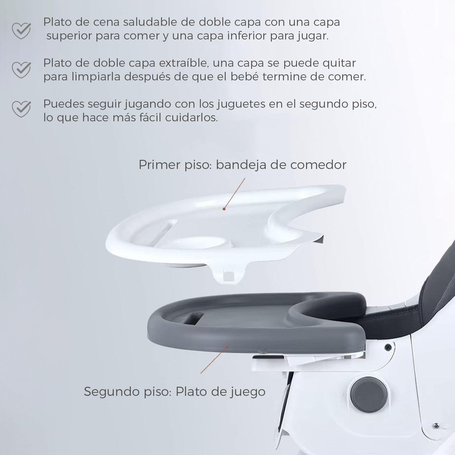Silla Comer Bebe Doble Altura Safe Baby Gris-6