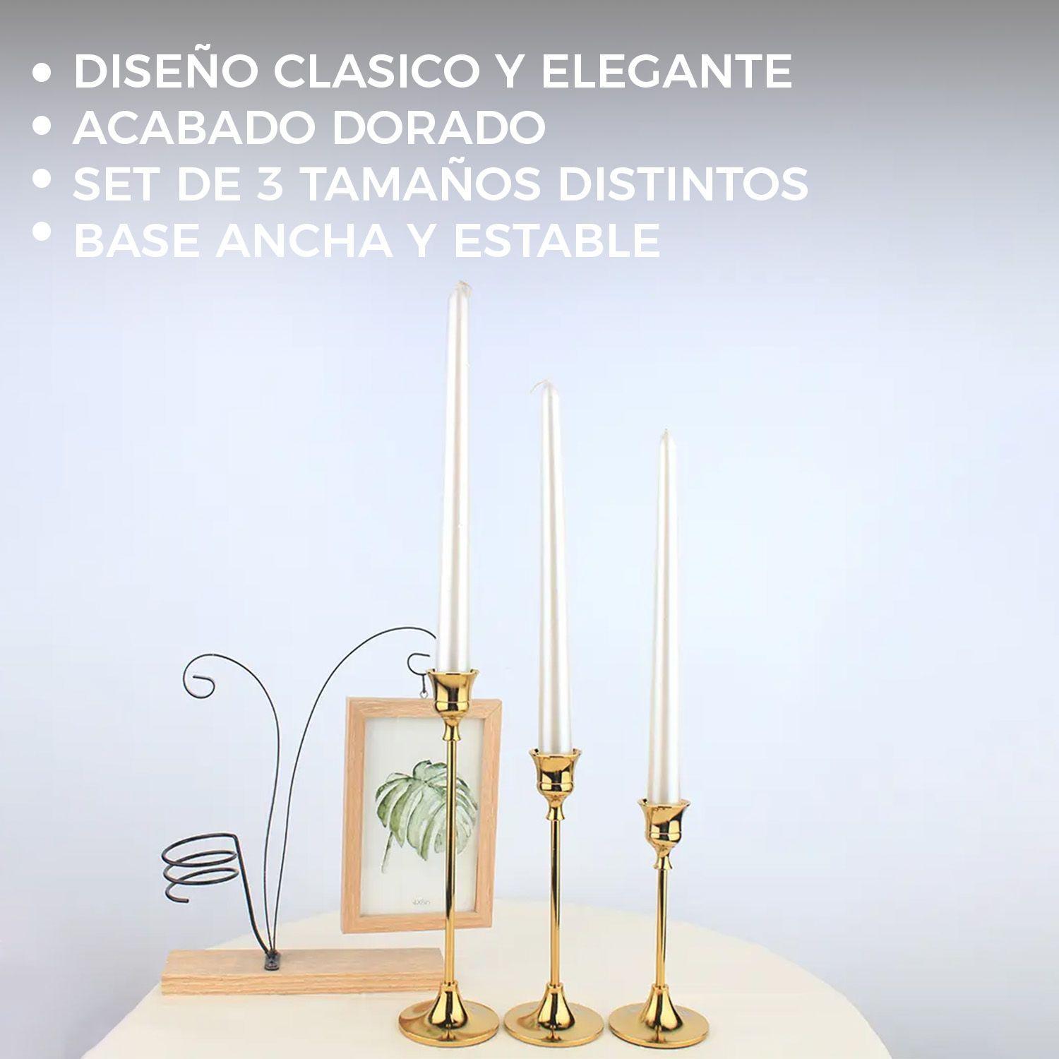 Candelabro 3 Piezas Porta Vela Centro Mesa Campana Europeo-3