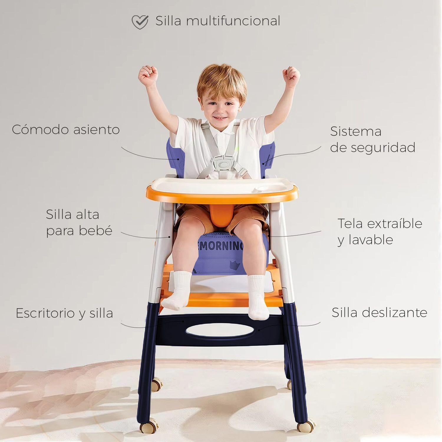 Silla Comer Bebe Safe Baby + Mesa 6 en 1 Con Ruedas -3