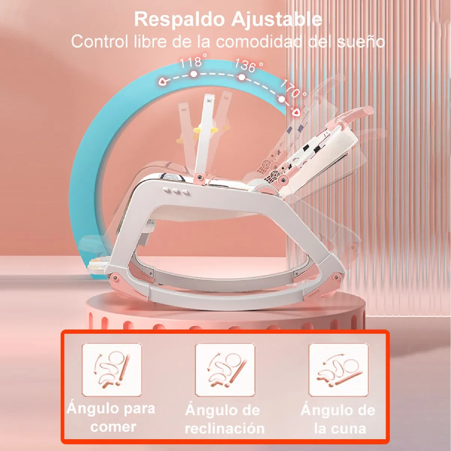 Silla Mecedora de Comer Bebe 5 en 1 Reclinable Safe Baby-4