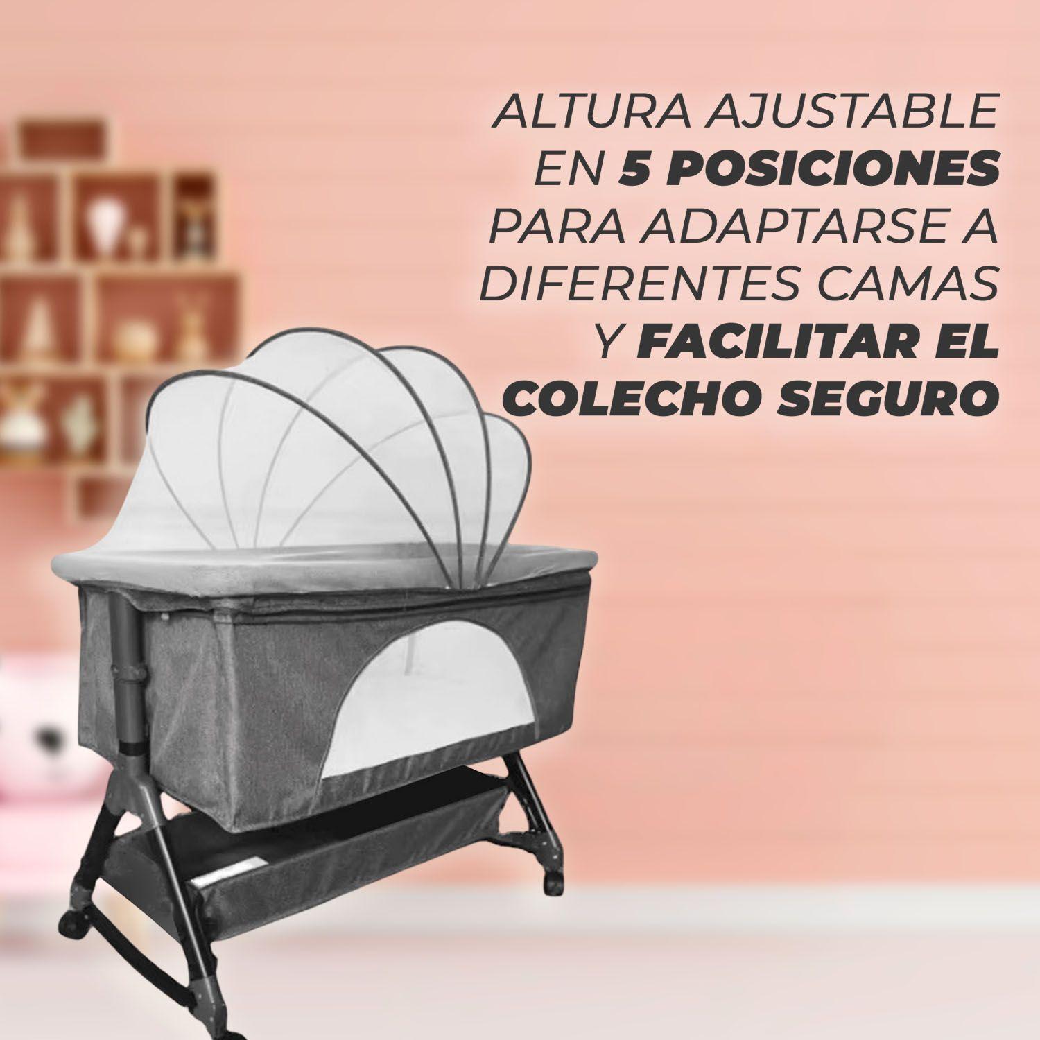 Cuna Colecho Moises Bebe Mecedora Con Mosquitero Gris-2