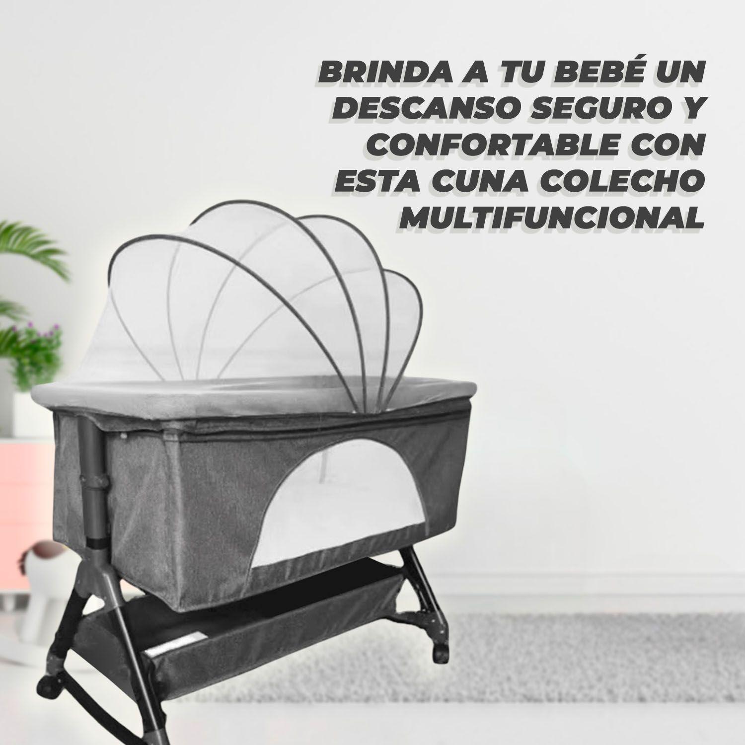 Cuna Colecho Moises Bebe Mecedora Con Mosquitero Gris-3
