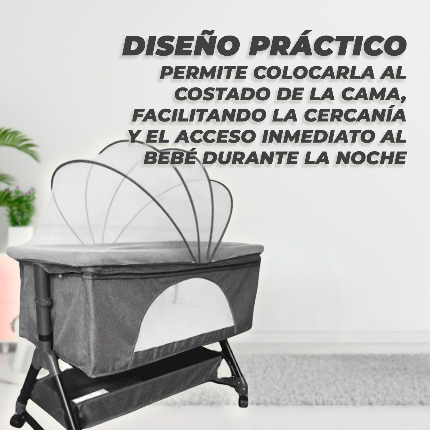 Cuna Colecho Moises Bebe Mecedora Con Mosquitero Gris-4