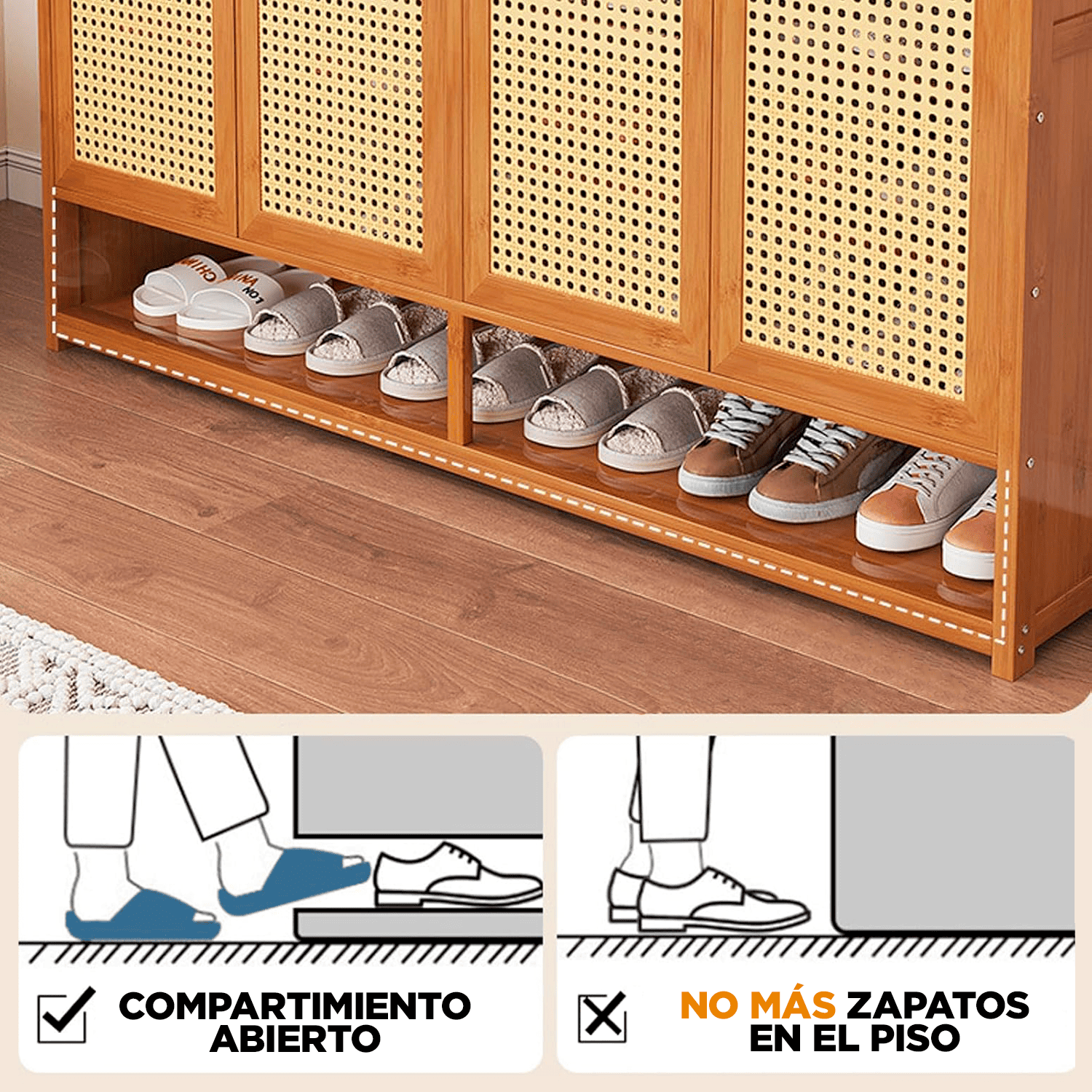 Zapatero Organizador Almacenamiento Armario Con Puertas -6