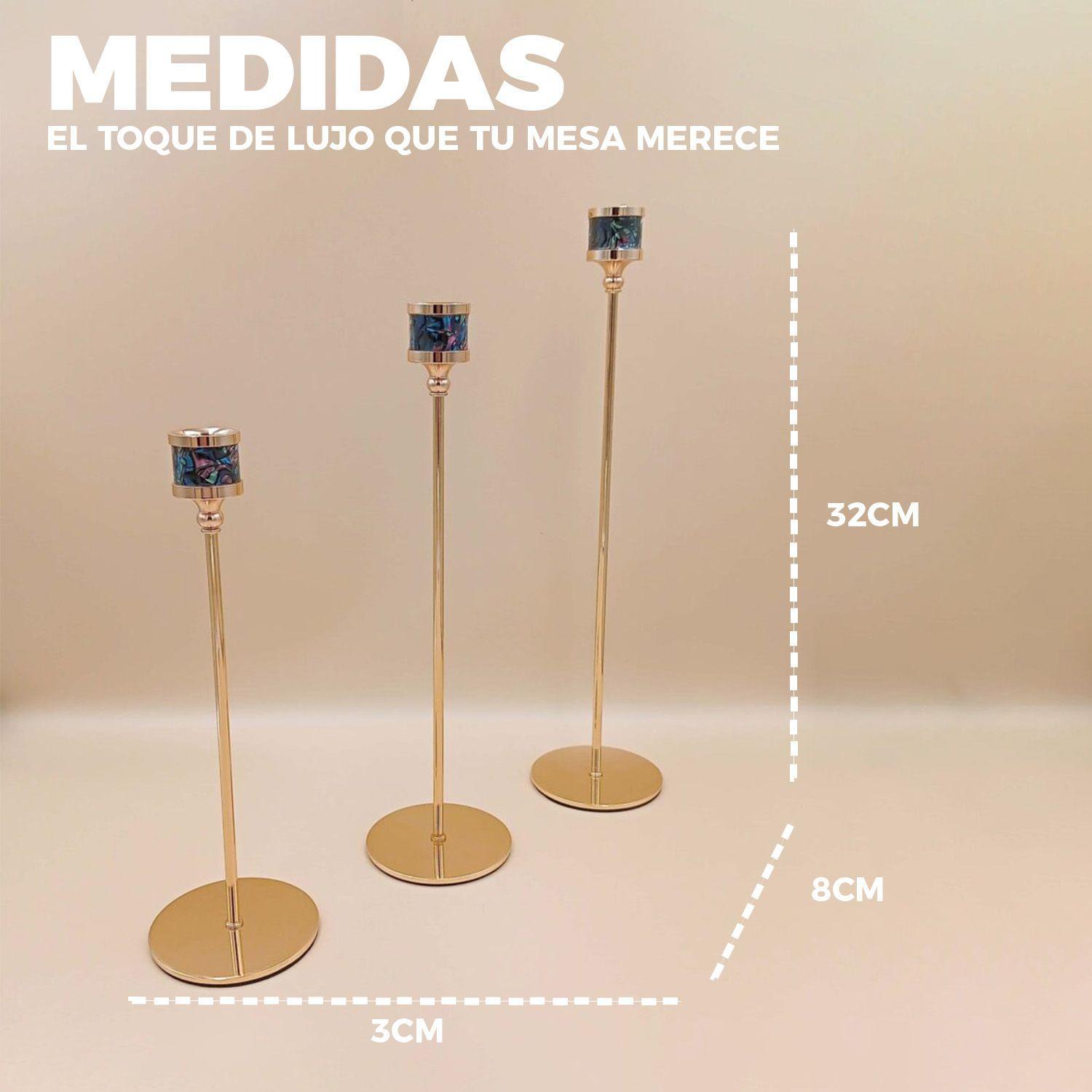 Candelabro 3 Piezas Porta Vela Centro de Mesa Iris Mosaico-2