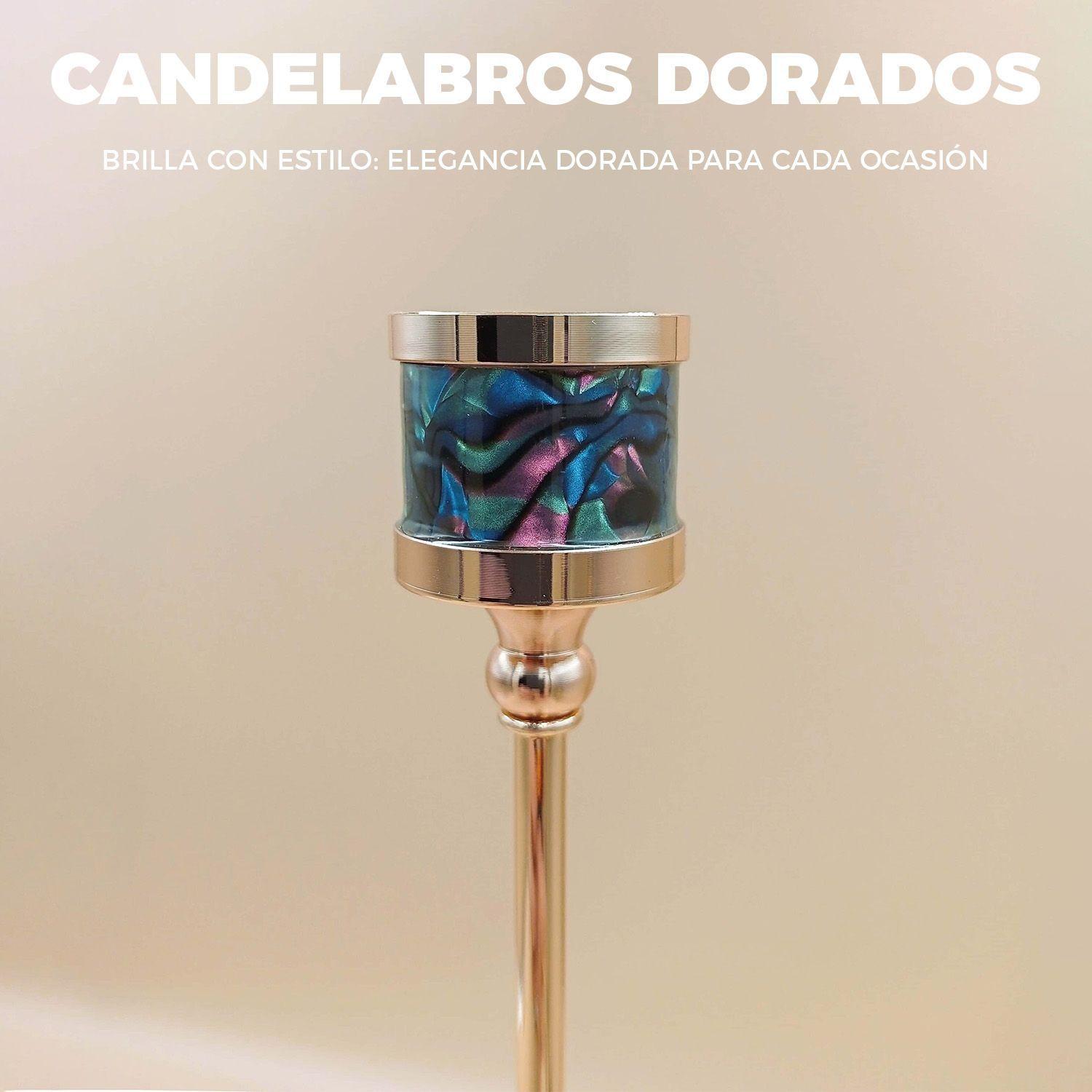 Candelabro 3 Piezas Porta Vela Centro de Mesa Iris Mosaico-4