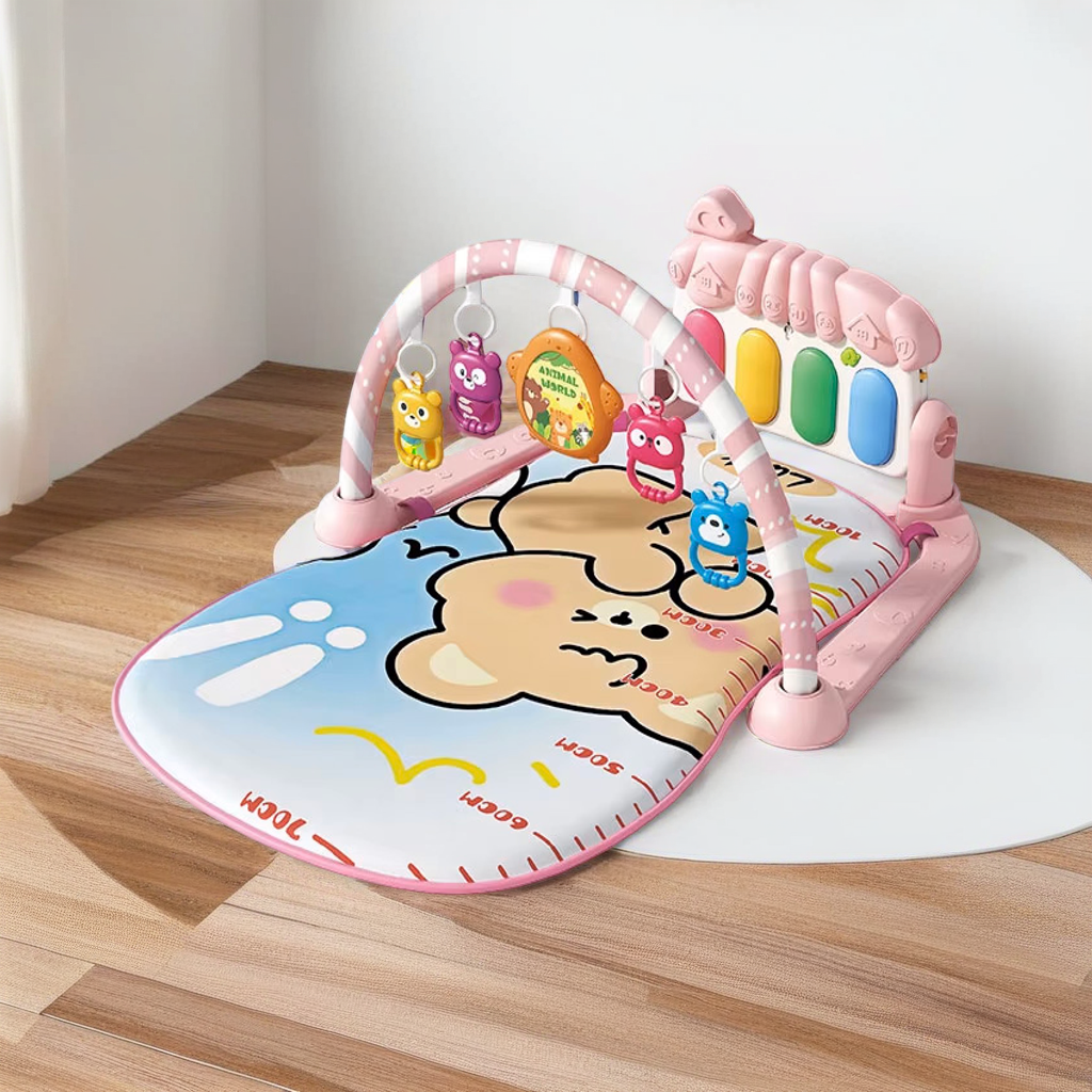 Gimnasio Alfombra Bebe Piano 3 en 1 Little Bear Rosado-2