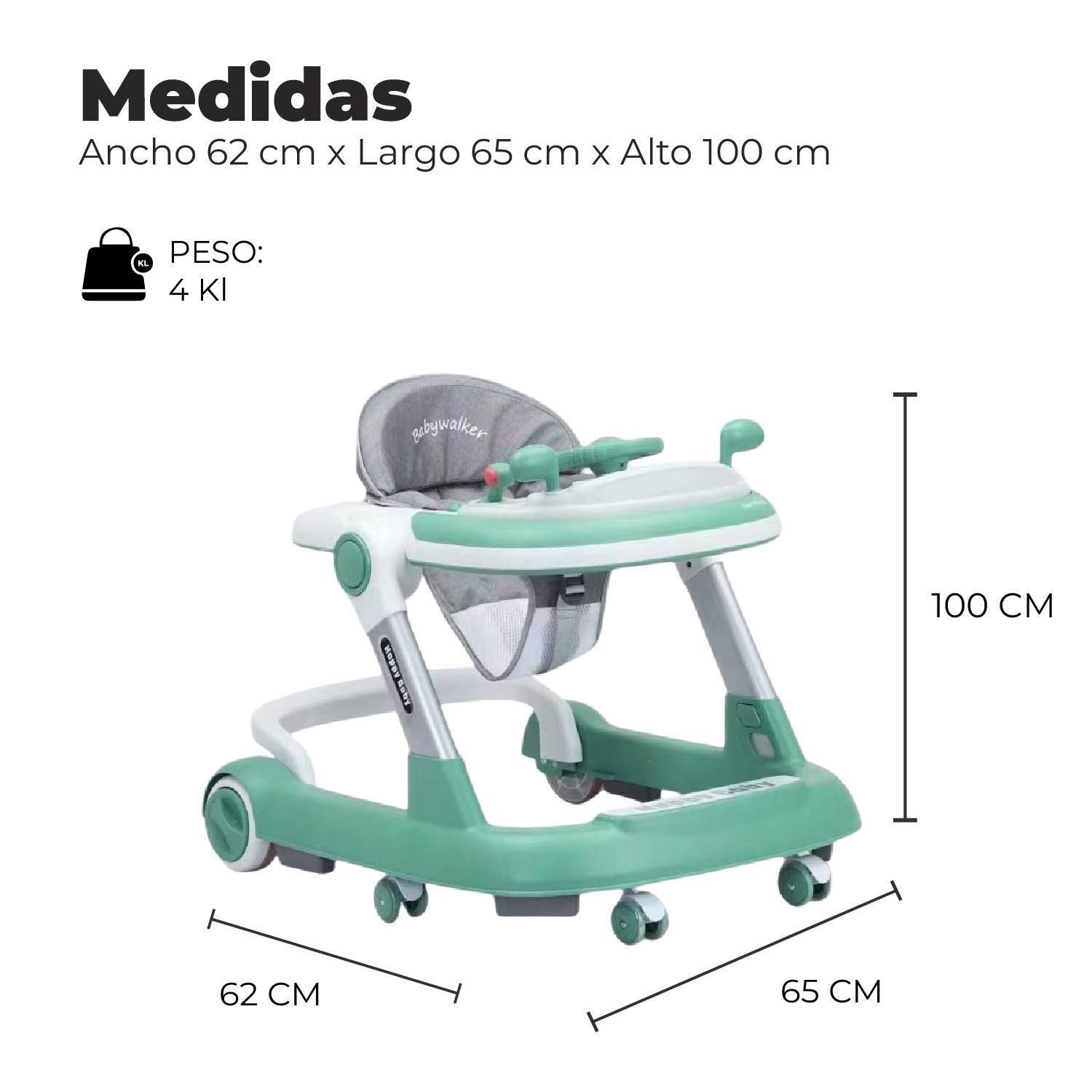 Andador Caminadora Autito Musical Bebe Anticaida Stylish Verde-2