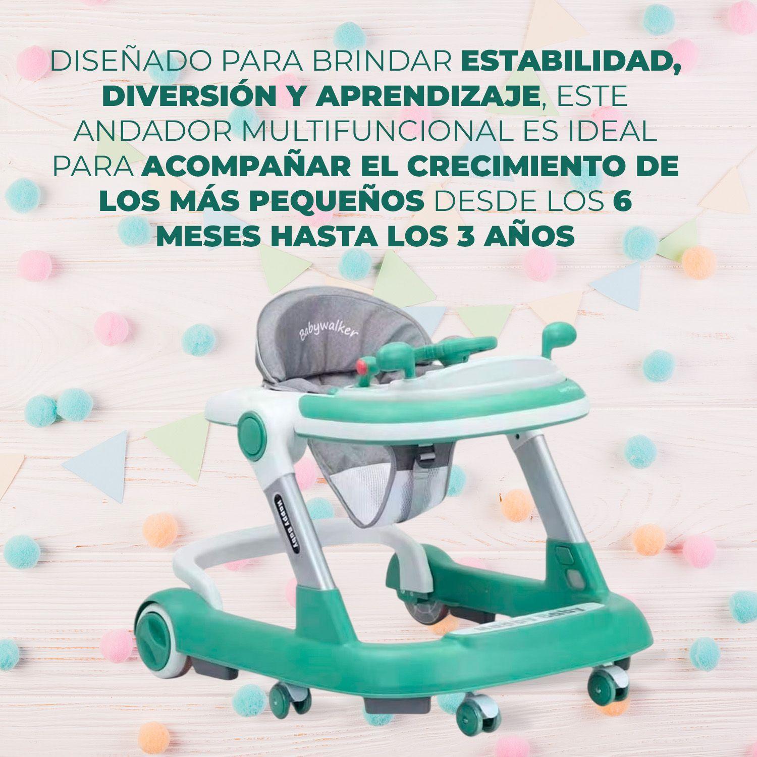 Andador Caminadora Autito Musical Bebe Anticaida Stylish Verde-4