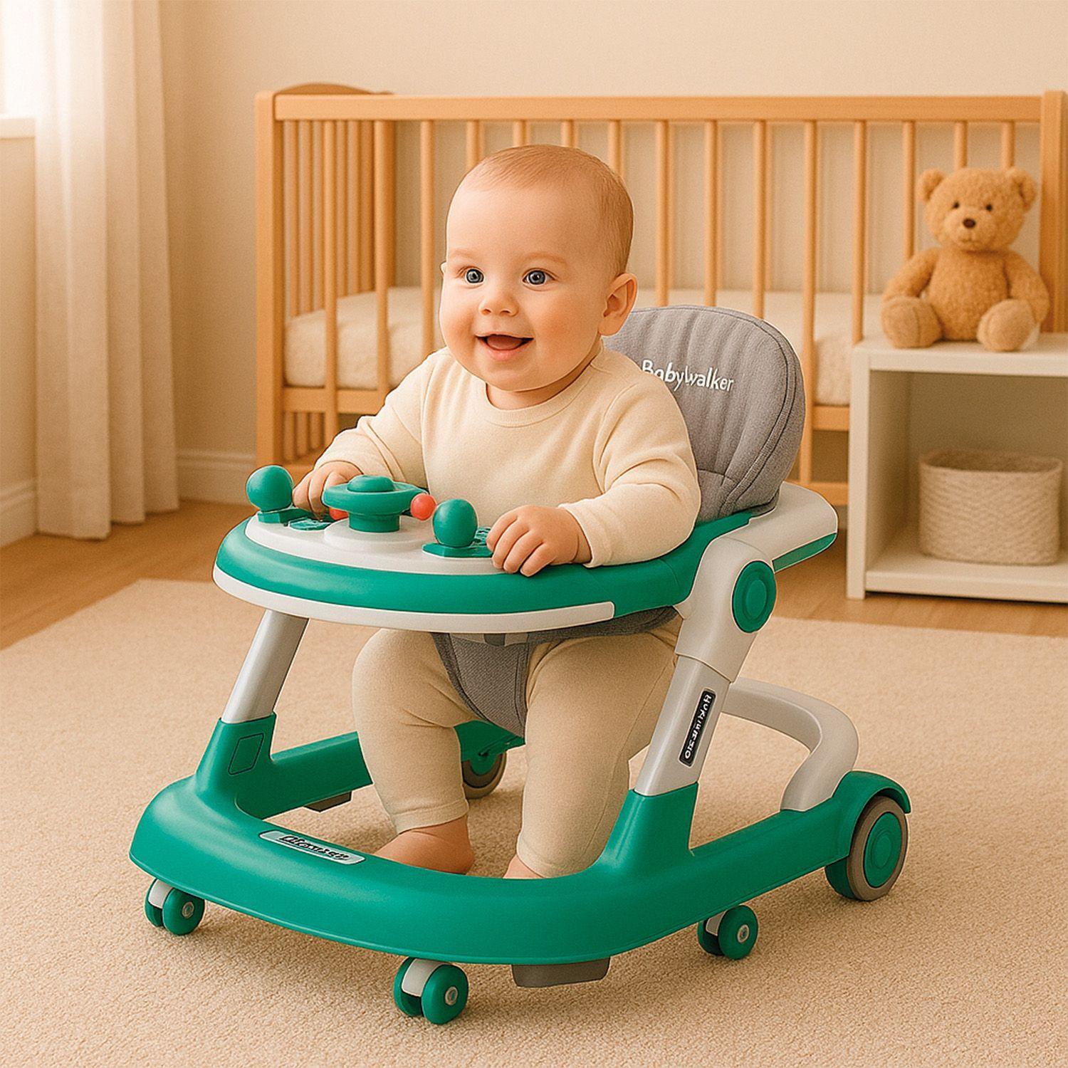 Andador Caminadora Autito Musical Bebe Anticaida Stylish Verde-5