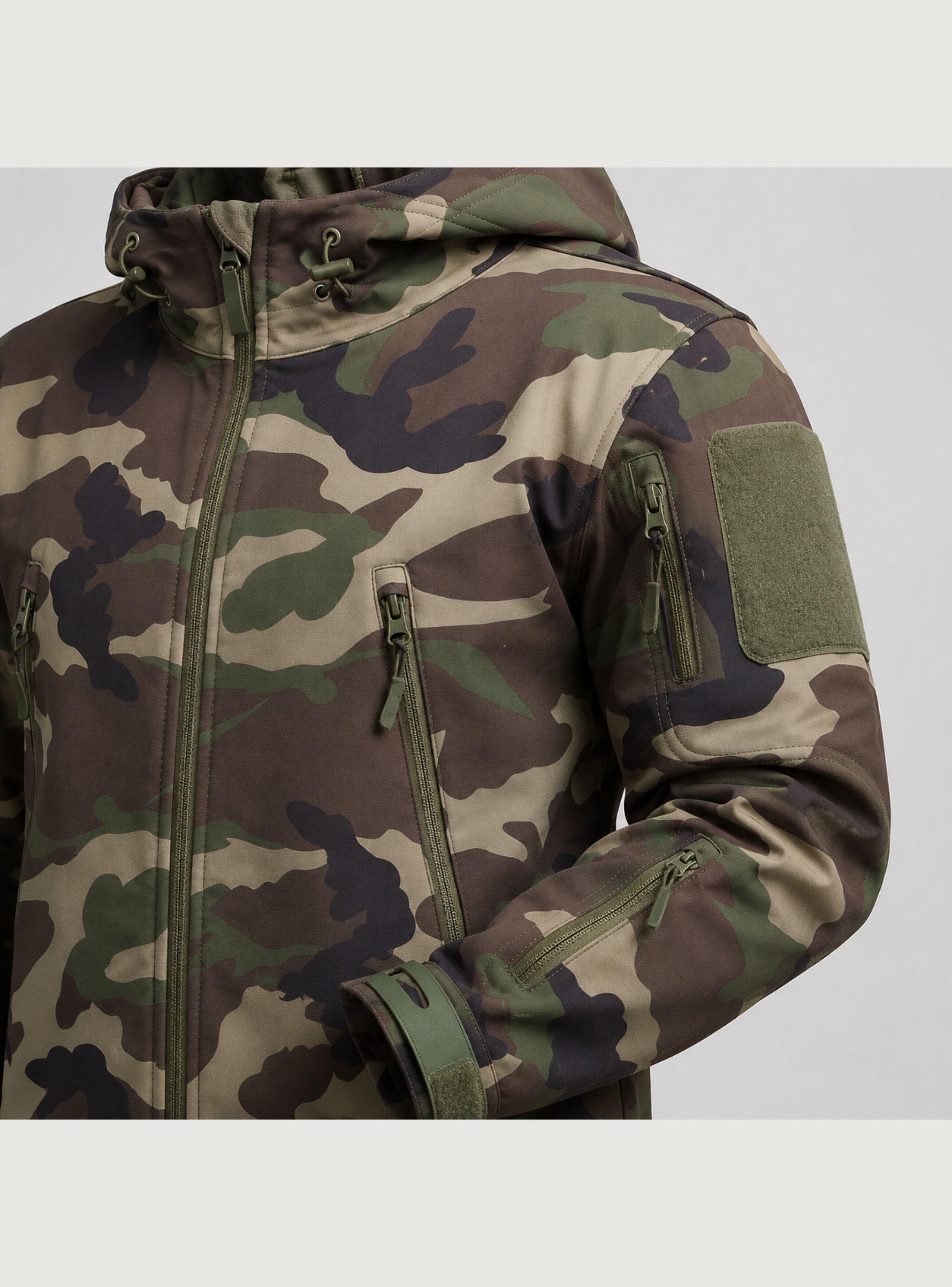 Chaqueta Táctica Militar Softshell Impermeable Woodland Forro Polar Capucha-2