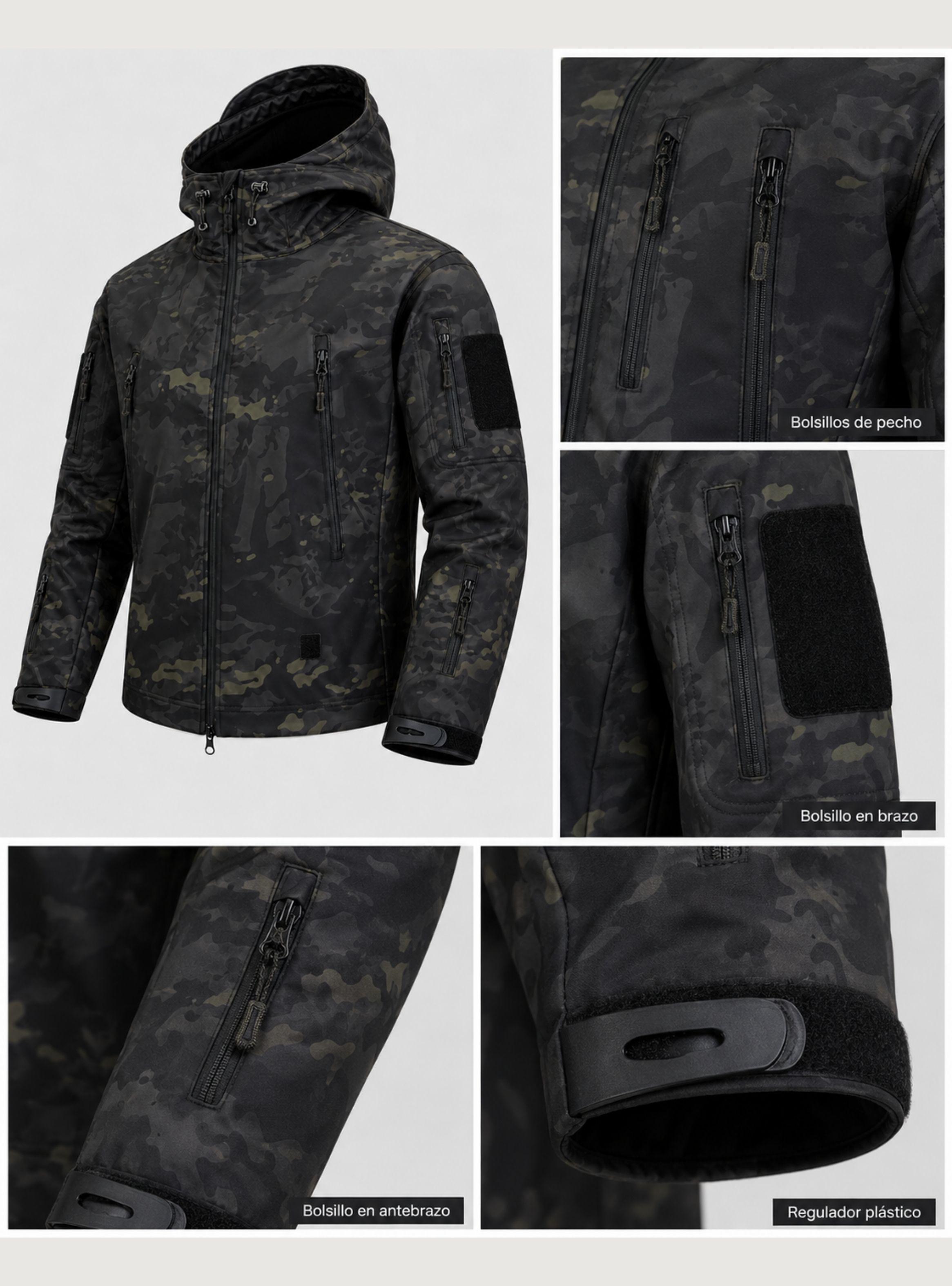 Chaqueta Táctica Softshell Impermeable Multicam Black-4